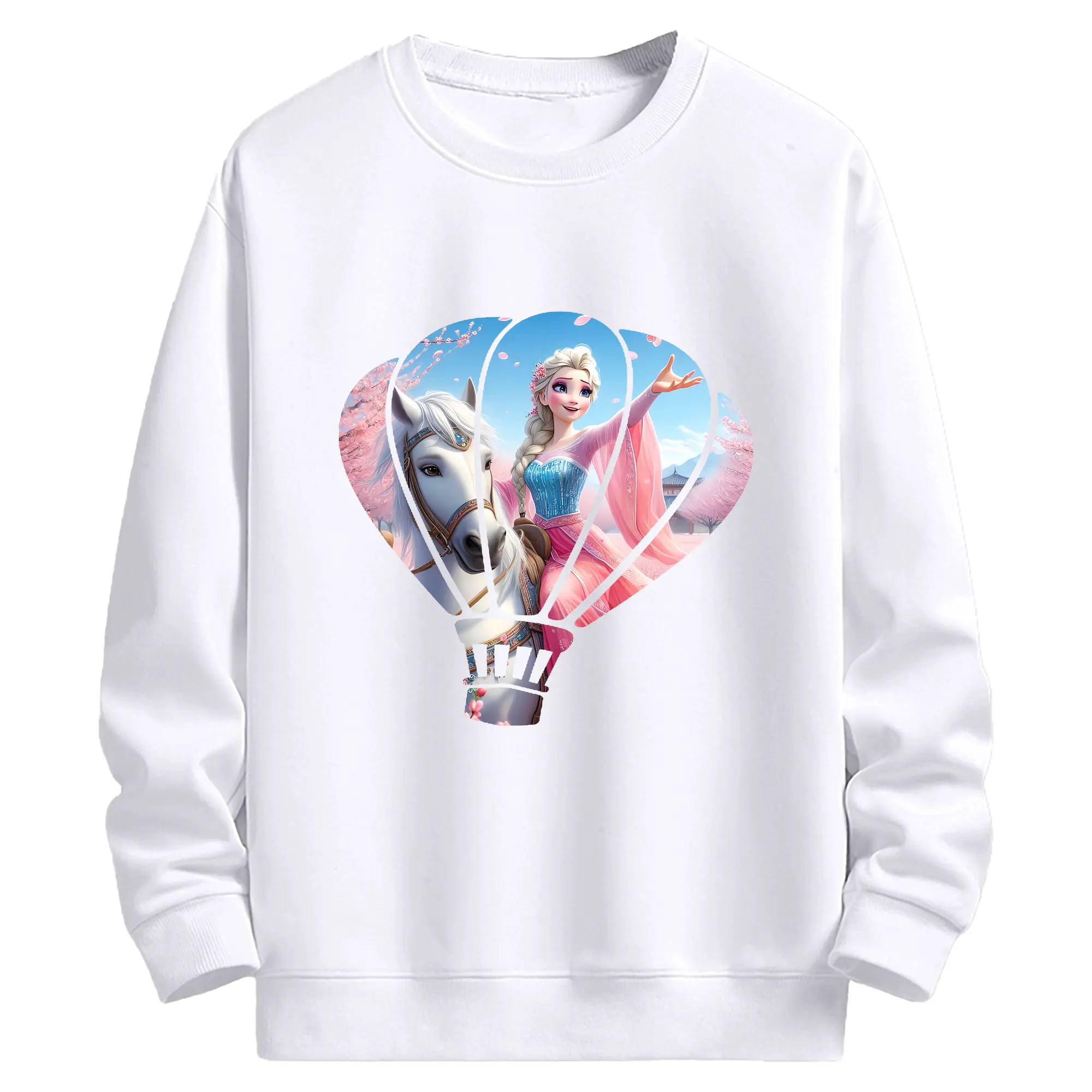 アナと雪の女王(Frozen) グッズ エルサ(Elsa) - 高品質 クルーネック スウェット ・ コットン59％ ポリエステル41％ ・ ユニセックス 長袖 トレーナー ・ カジュアル デイリー スポーツ 散歩用