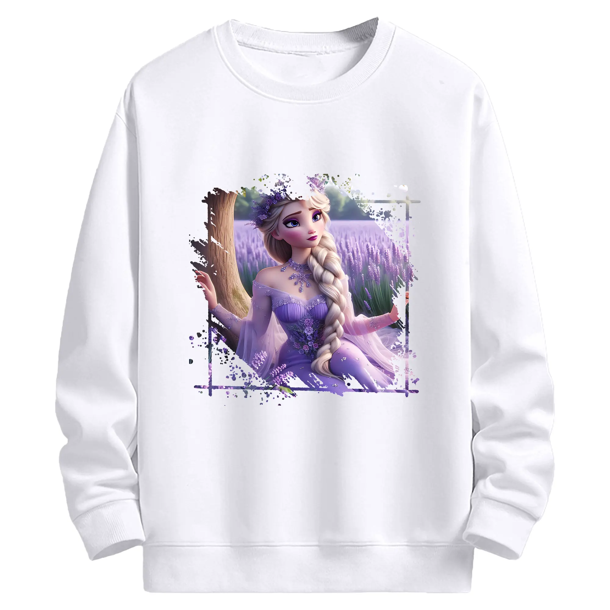 アナと雪の女王(Frozen) グッズ エルサ(Elsa) - 高品質 クルーネック スウェット ・ コットン59％ ポリエステル41％ ・ ユニセックス 長袖 トレーナー ・ カジュアル デイリー スポーツ 散歩用