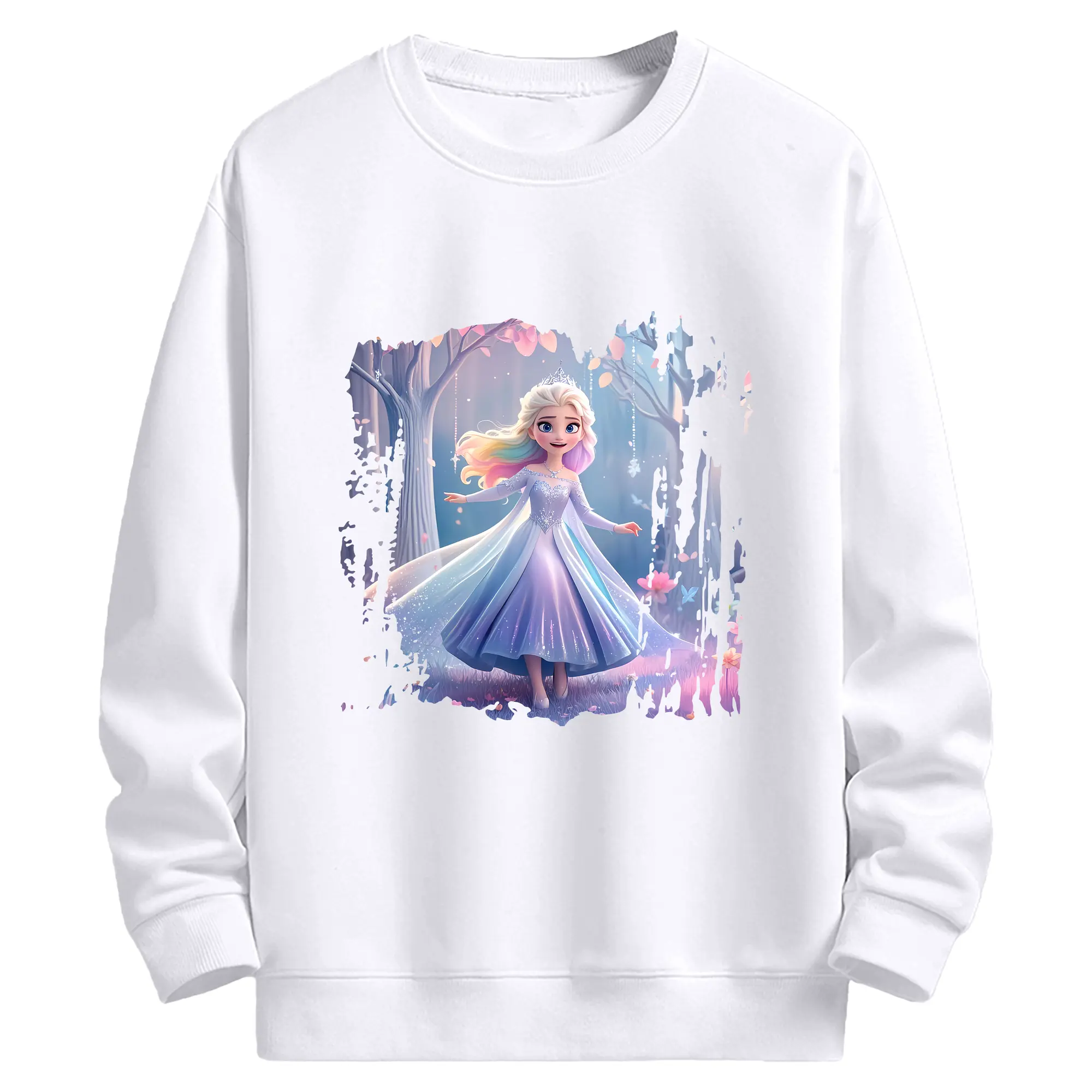 アナと雪の女王(Frozen) グッズ エルサ(Elsa) - 高品質 クルーネック スウェット ・ コットン59％ ポリエステル41％ ・ ユニセックス 長袖 トレーナー ・ カジュアル デイリー スポーツ 散歩用