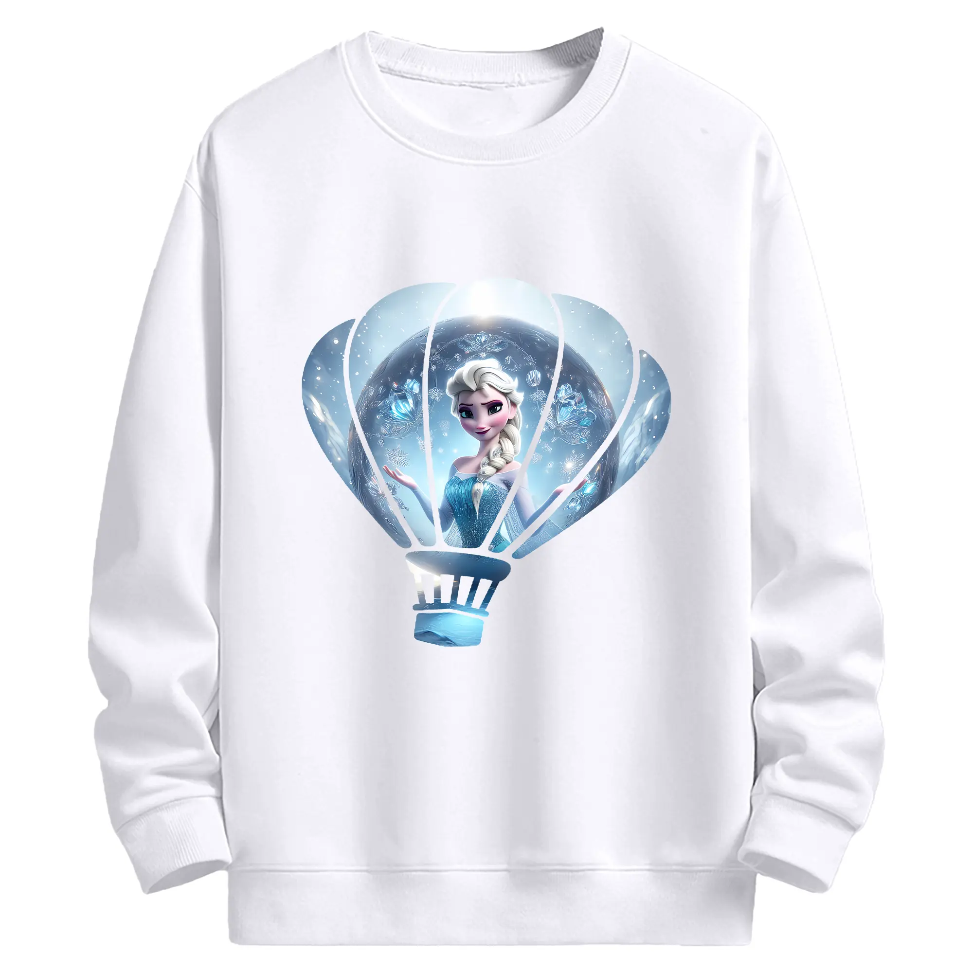 アナと雪の女王(Frozen) グッズ エルサ(Elsa) - 高品質 クルーネック スウェット ・ コットン59％ ポリエステル41％ ・ ユニセックス 長袖 トレーナー ・ カジュアル デイリー スポーツ 散歩用