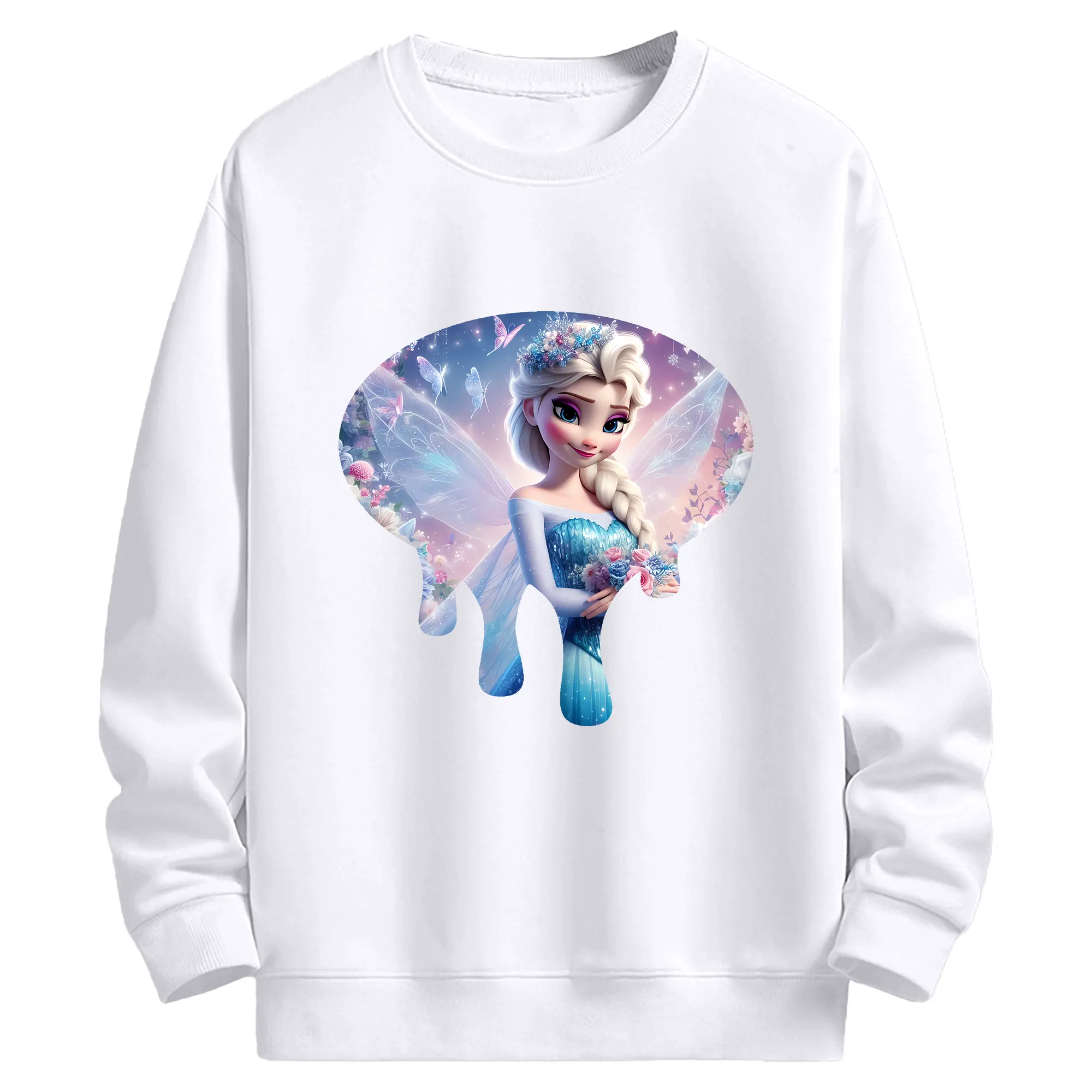 アナと雪の女王(Frozen) グッズ エルサ(Elsa) - 高品質 クルーネック スウェット ・ コットン59％ ポリエステル41％ ・ ユニセックス 長袖 トレーナー ・ カジュアル デイリー スポーツ 散歩用