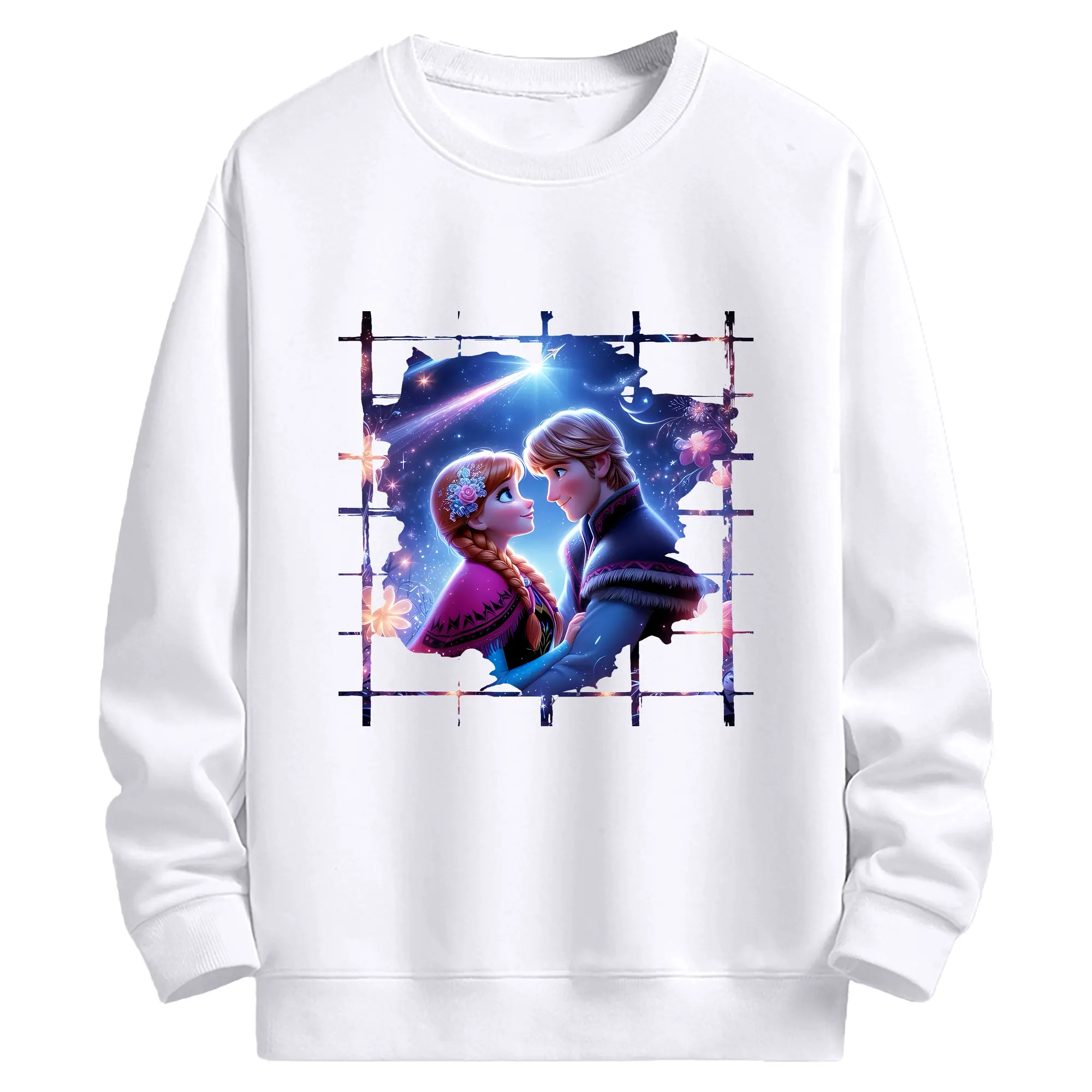 アナと雪の女王(Frozen) グッズ エルサ(Elsa) - 高品質 クルーネック スウェット ・ コットン59％ ポリエステル41％ ・ ユニセックス 長袖 トレーナー ・ カジュアル デイリー スポーツ 散歩用