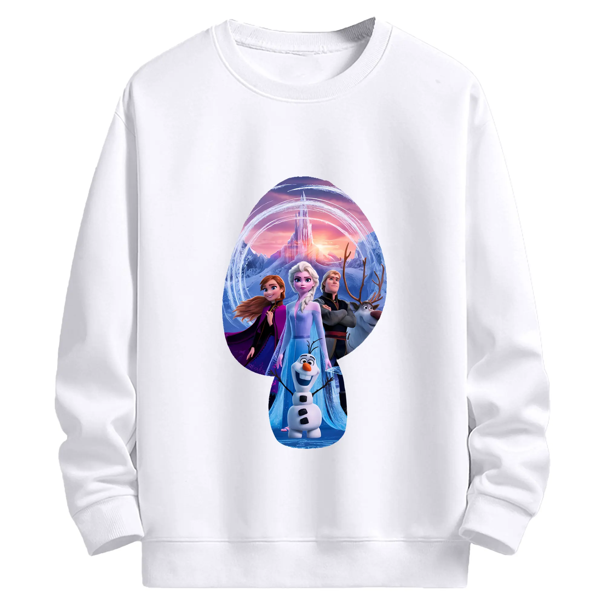 アナと雪の女王(Frozen) グッズ エルサ(Elsa) - 高品質 クルーネック スウェット ・ コットン59％ ポリエステル41％ ・ ユニセックス 長袖 トレーナー ・ カジュアル デイリー スポーツ 散歩用
