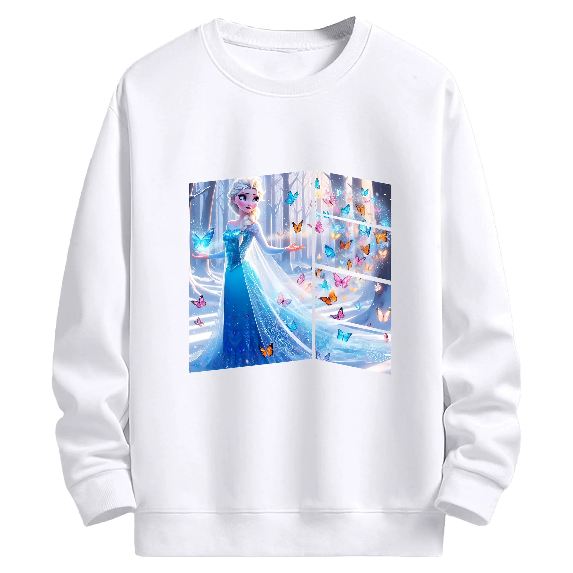 アナと雪の女王(Frozen) グッズ エルサ(Elsa) - 高品質 クルーネック スウェット ・ コットン59％ ポリエステル41％ ・ ユニセックス 長袖 トレーナー ・ カジュアル デイリー スポーツ 散歩用