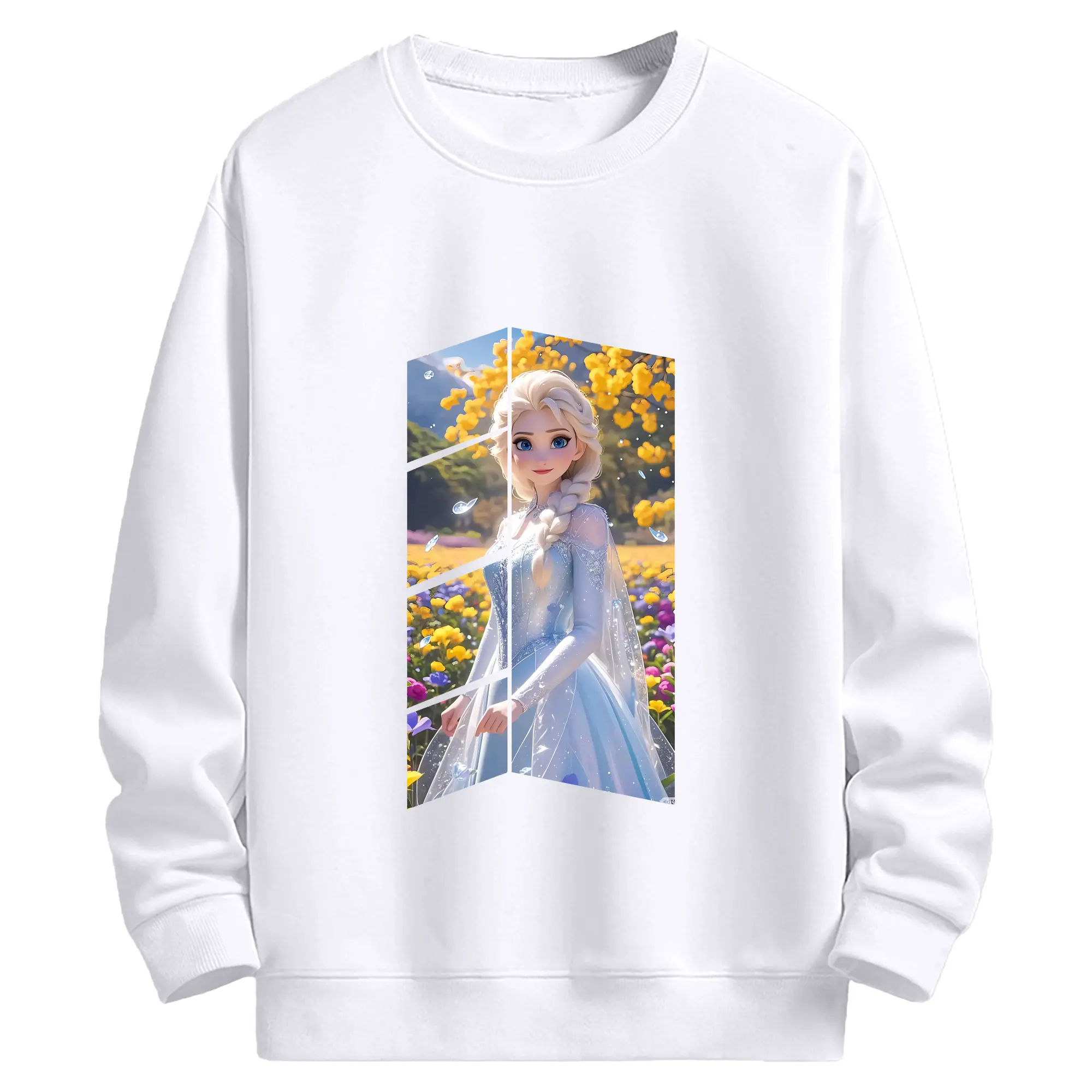 アナと雪の女王(Frozen) グッズ エルサ(Elsa) - 高品質 クルーネック スウェット ・ コットン59％ ポリエステル41％ ・ ユニセックス 長袖 トレーナー ・ カジュアル デイリー スポーツ 散歩用