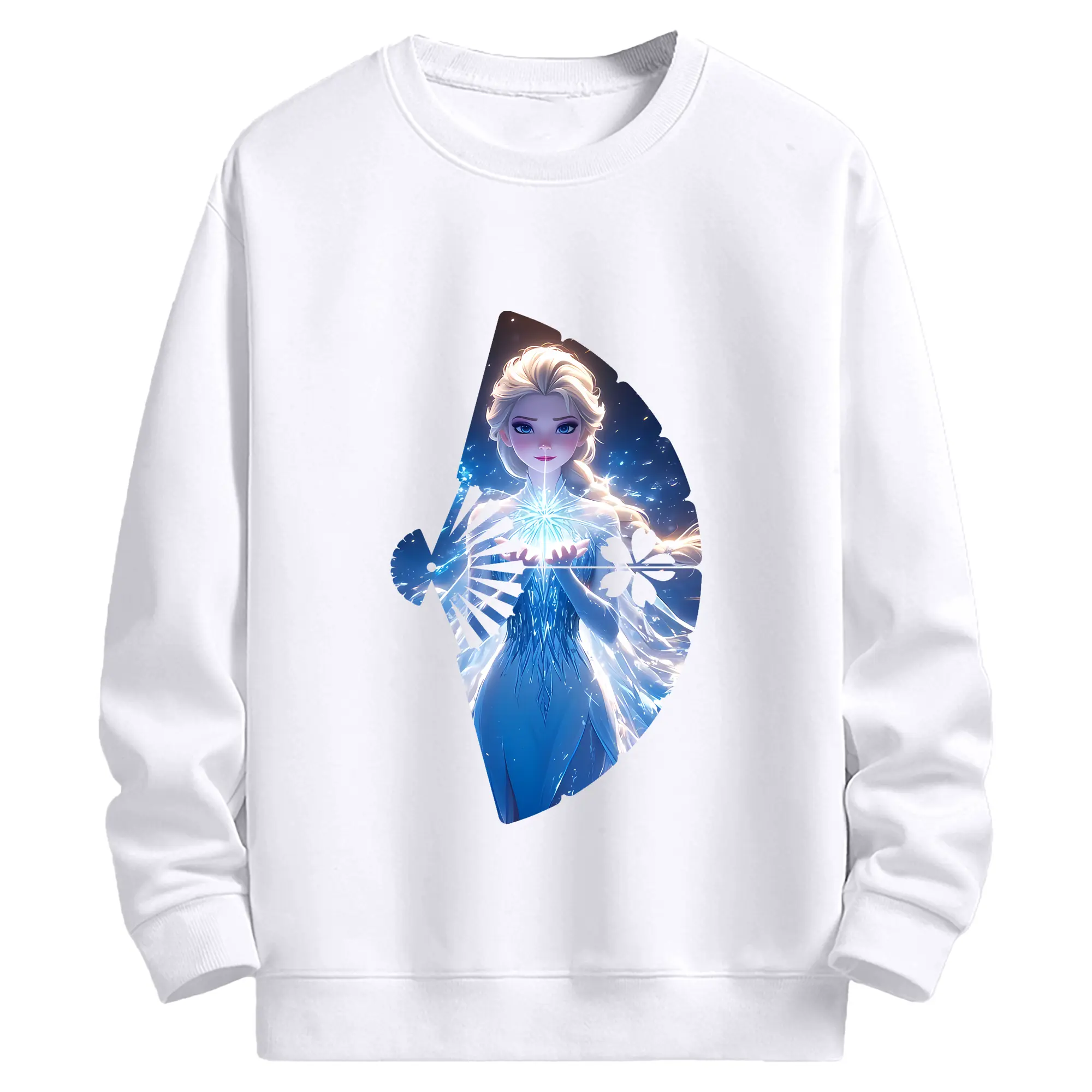 アナと雪の女王(Frozen) グッズ エルサ(Elsa) - 高品質 クルーネック スウェット ・ コットン59％ ポリエステル41％ ・ ユニセックス 長袖 トレーナー ・ カジュアル デイリー スポーツ 散歩用