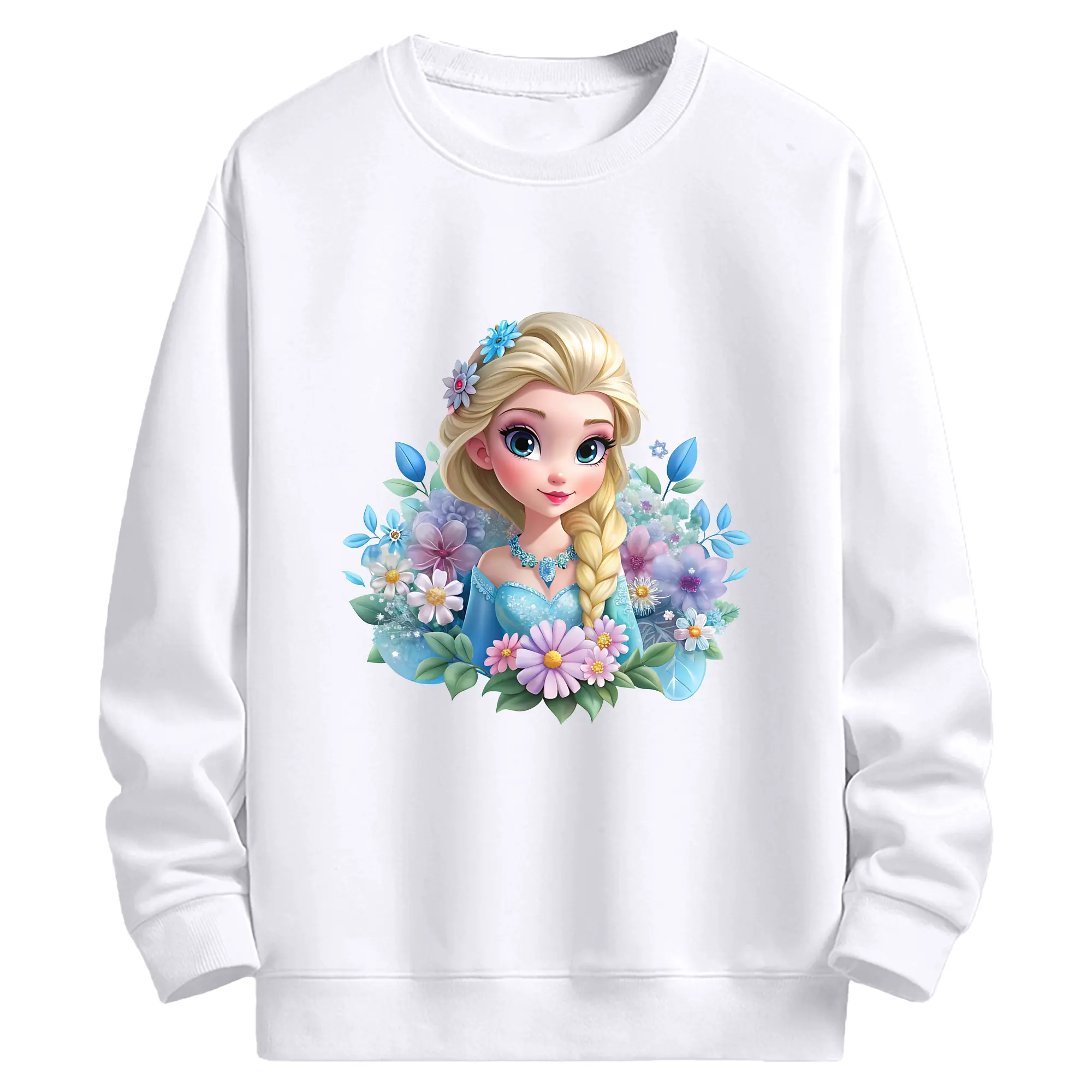 アナと雪の女王(Frozen) グッズ エルサ(Elsa) - 高品質 クルーネック スウェット ・ コットン59％ ポリエステル41％ ・ ユニセックス 長袖 トレーナー ・ カジュアル デイリー スポーツ 散歩用