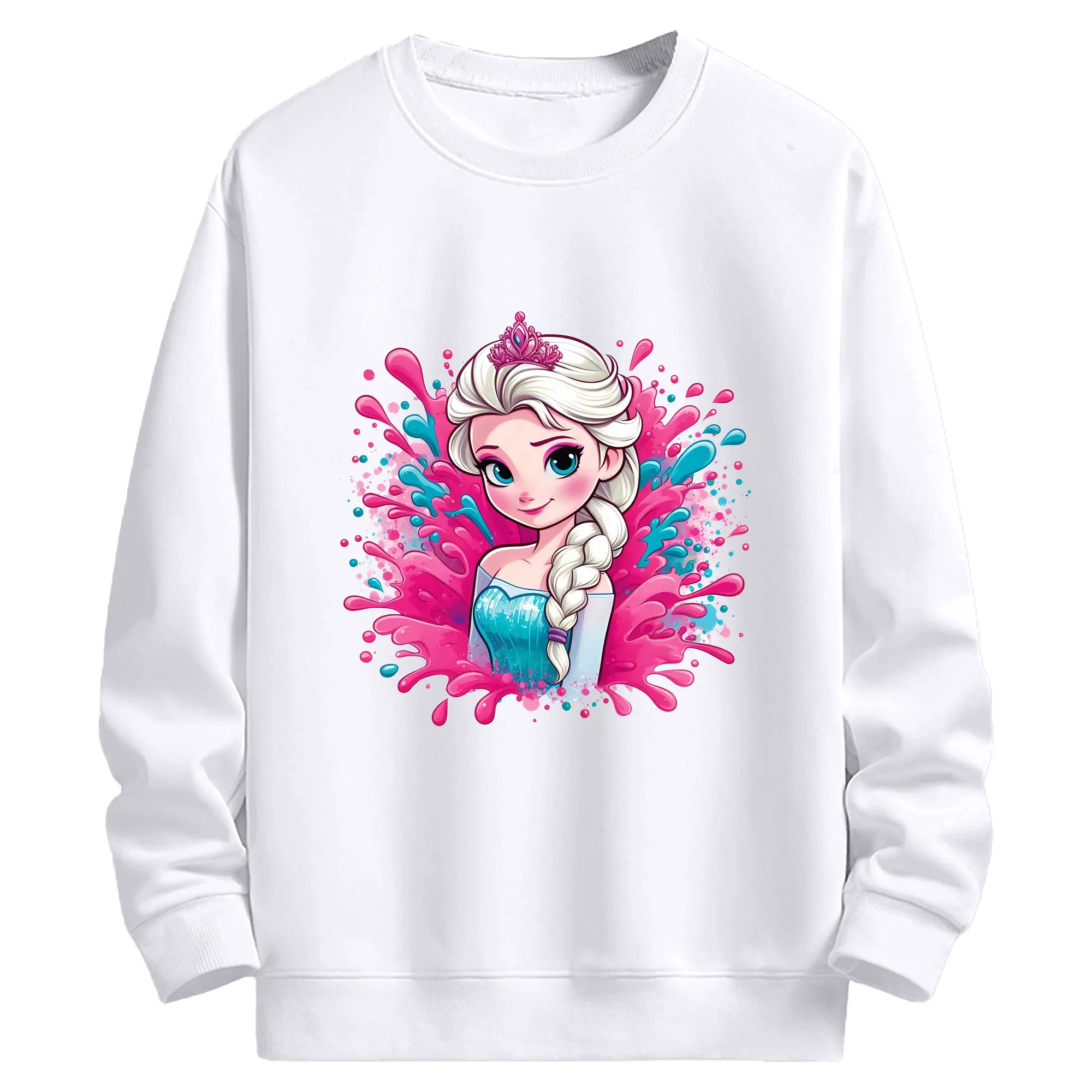アナと雪の女王(Frozen) グッズ エルサ(Elsa) - 高品質 クルーネック スウェット ・ コットン59％ ポリエステル41％ ・ ユニセックス 長袖 トレーナー ・ カジュアル デイリー スポーツ 散歩用
