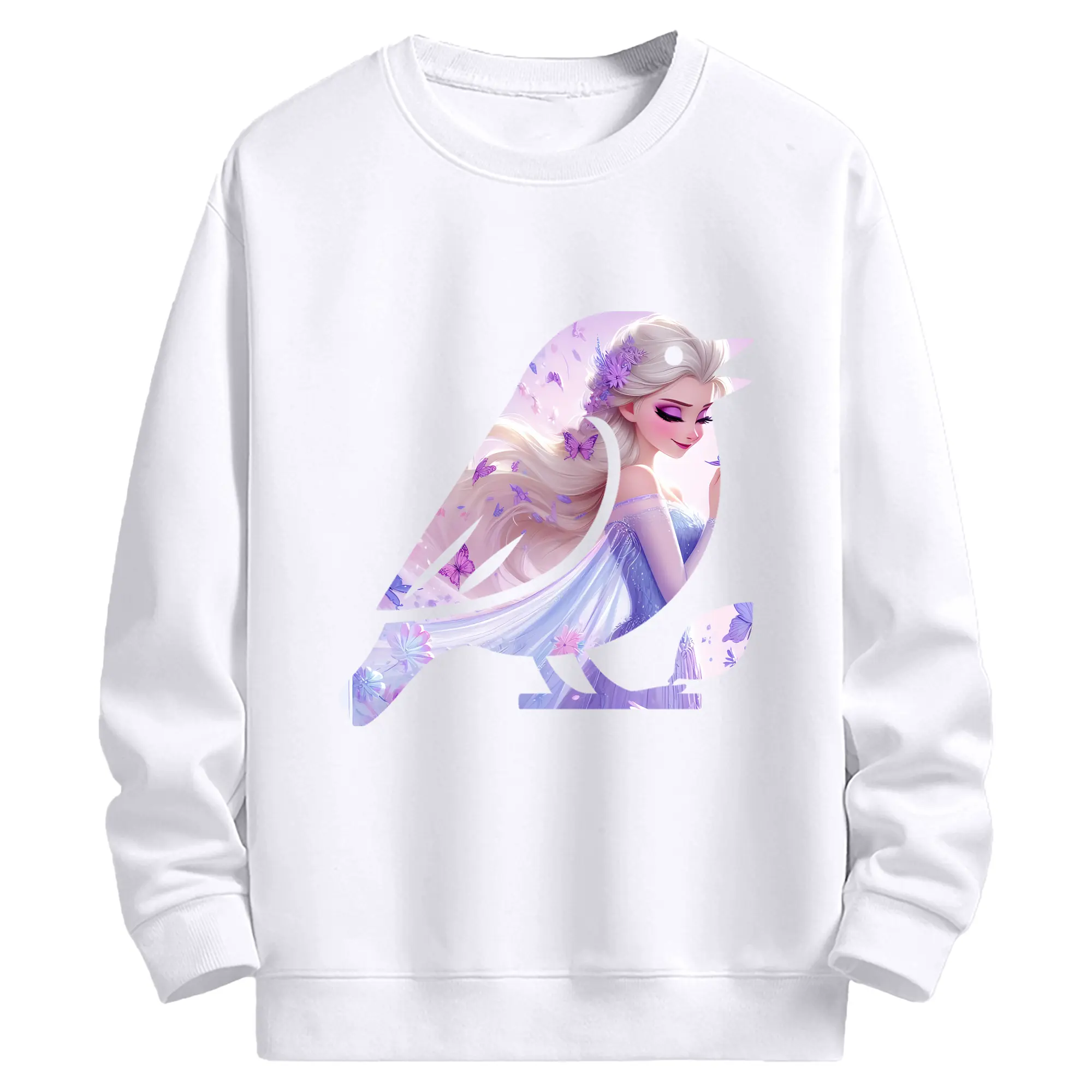 アナと雪の女王(Frozen) グッズ エルサ(Elsa) - 高品質 クルーネック スウェット ・ コットン59％ ポリエステル41％ ・ ユニセックス 長袖 トレーナー ・ カジュアル デイリー スポーツ 散歩用