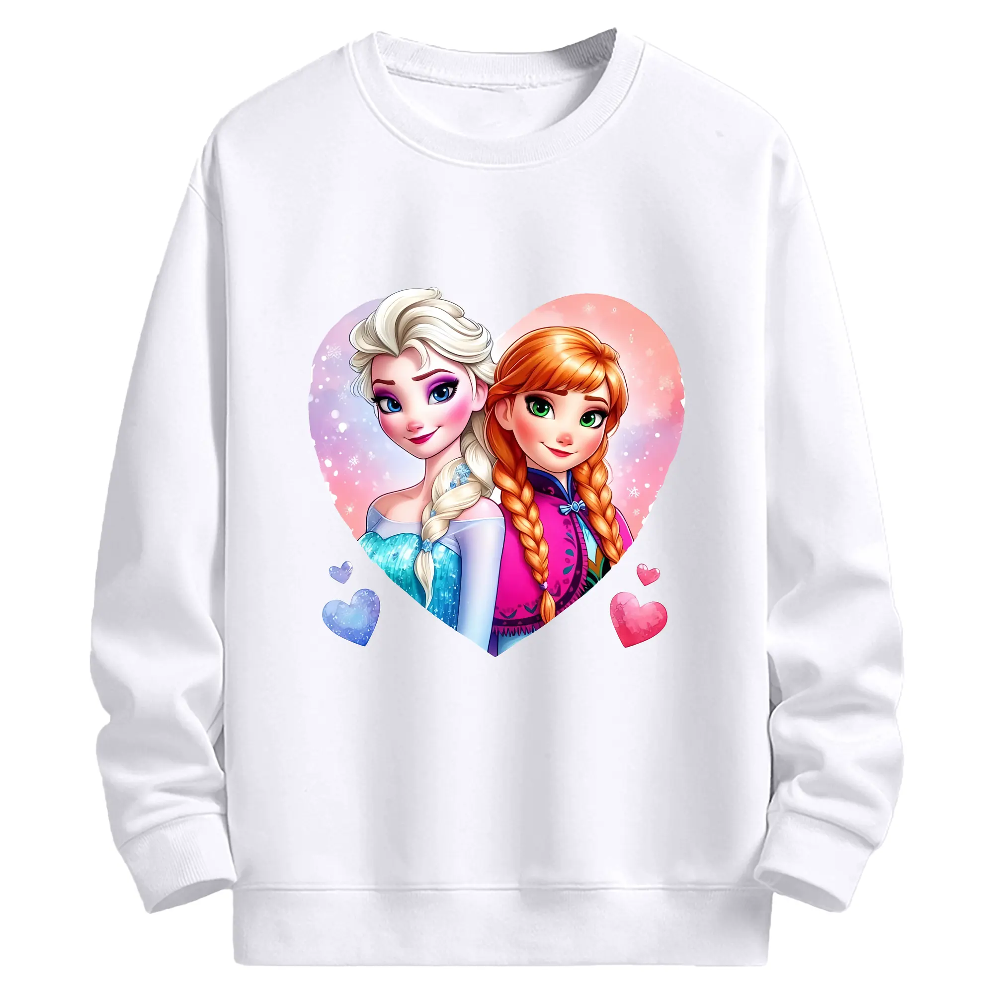 アナと雪の女王(Frozen) グッズ エルサ(Elsa) - 高品質 クルーネック スウェット ・ コットン59％ ポリエステル41％ ・ ユニセックス 長袖 トレーナー ・ カジュアル デイリー スポーツ 散歩用