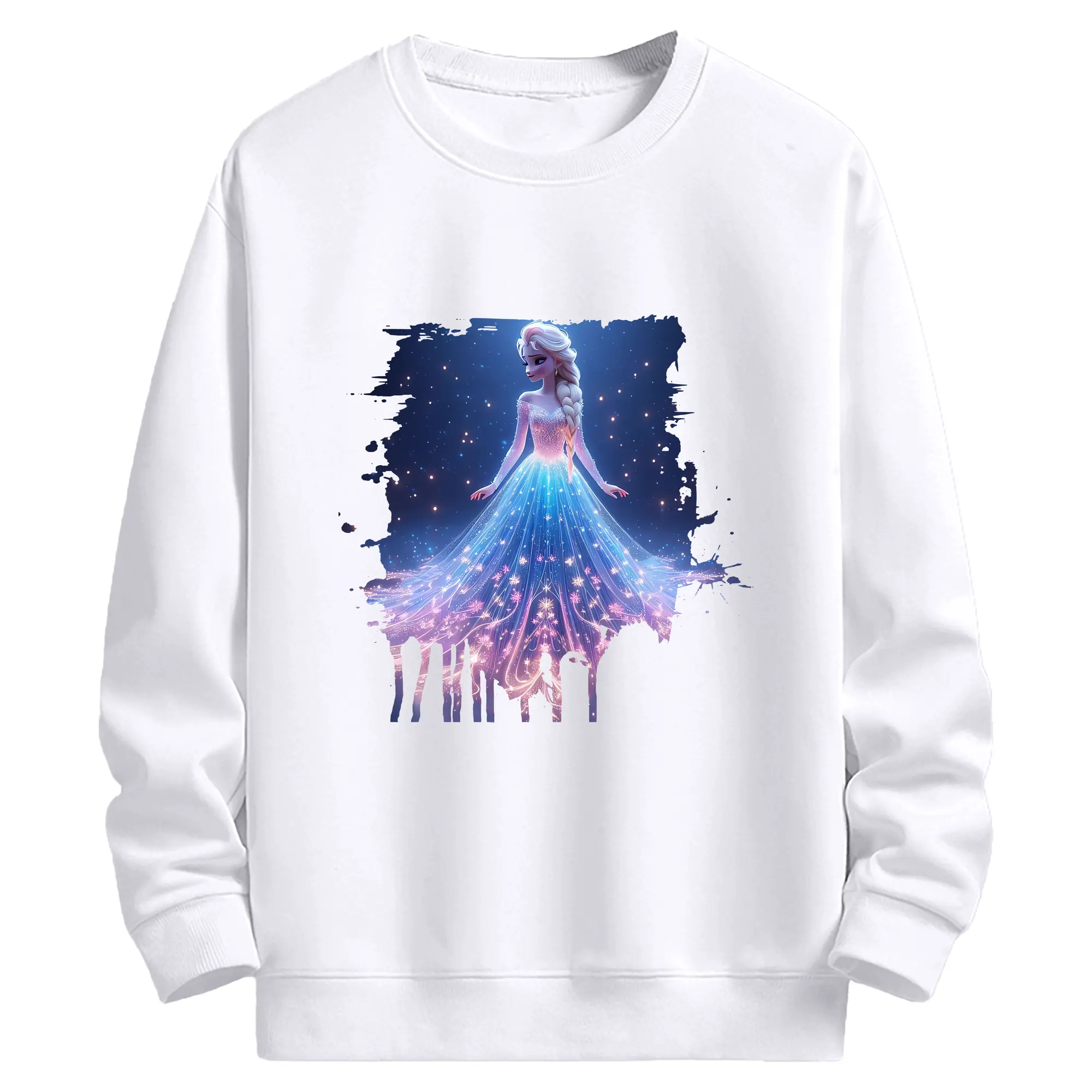 アナと雪の女王(Frozen) グッズ エルサ(Elsa) - 高品質 クルーネック スウェット ・ コットン59％ ポリエステル41％ ・ ユニセックス 長袖 トレーナー ・ カジュアル デイリー スポーツ 散歩用