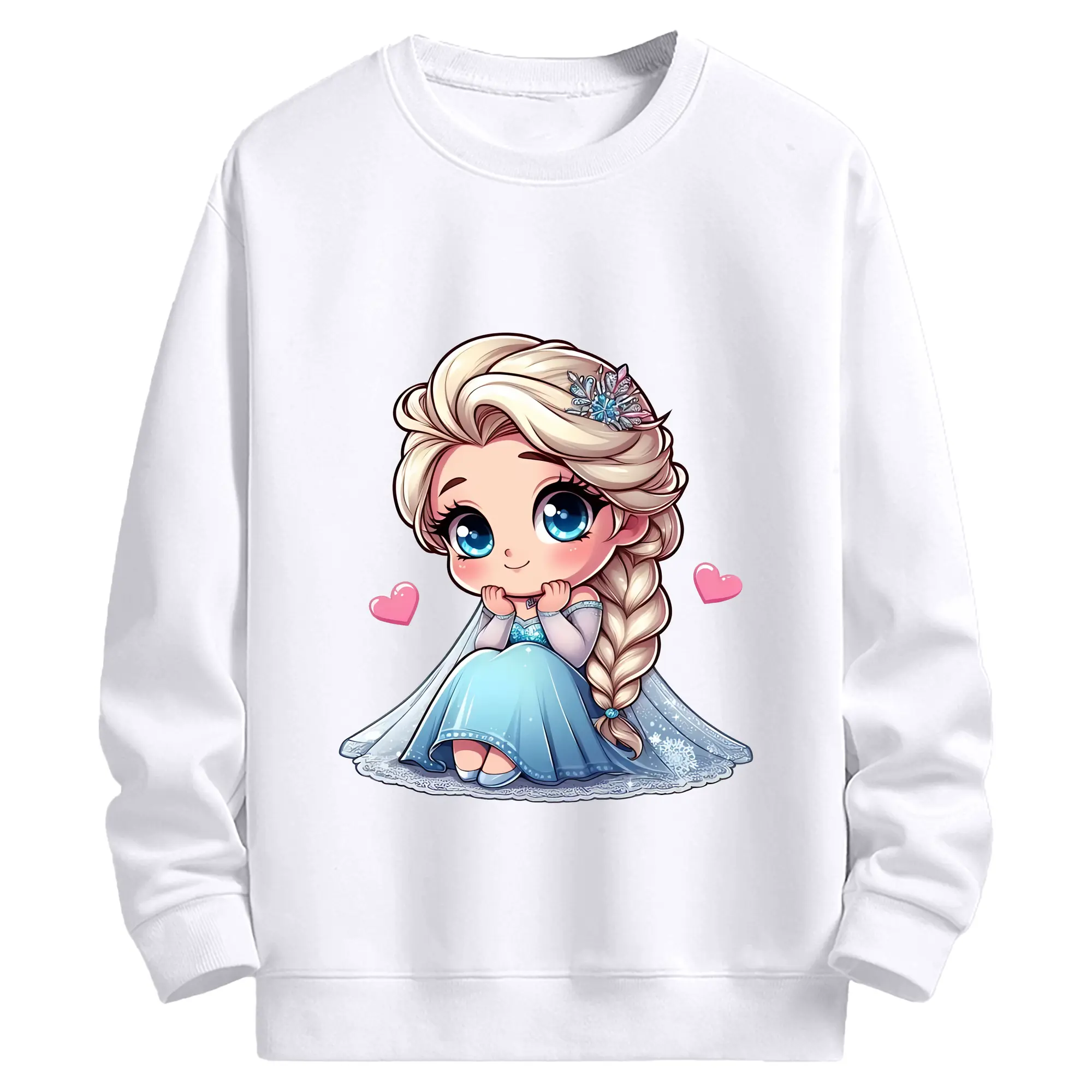 アナと雪の女王(Frozen) グッズ エルサ(Elsa) - 高品質 クルーネック スウェット ・ コットン59％ ポリエステル41％ ・ ユニセックス 長袖 トレーナー ・ カジュアル デイリー スポーツ 散歩用