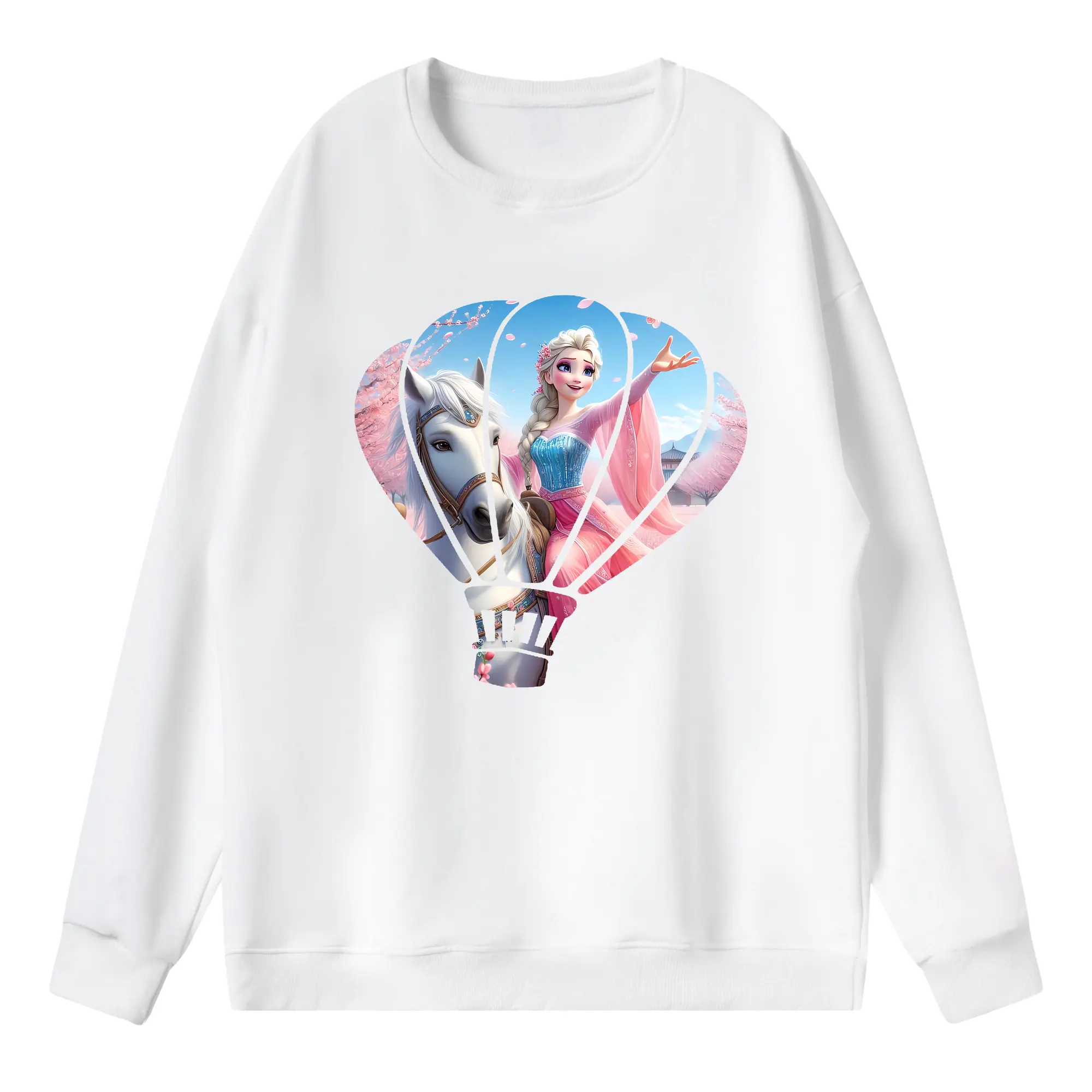 アナと雪の女王(Frozen) グッズ エルサ(Elsa) - 薄手 クルーネック スウェット 裏毛260g · ポリエステル 春秋向け カジュアル 男女兼用 · トレーナー デイリー スポーツ 散歩に最適