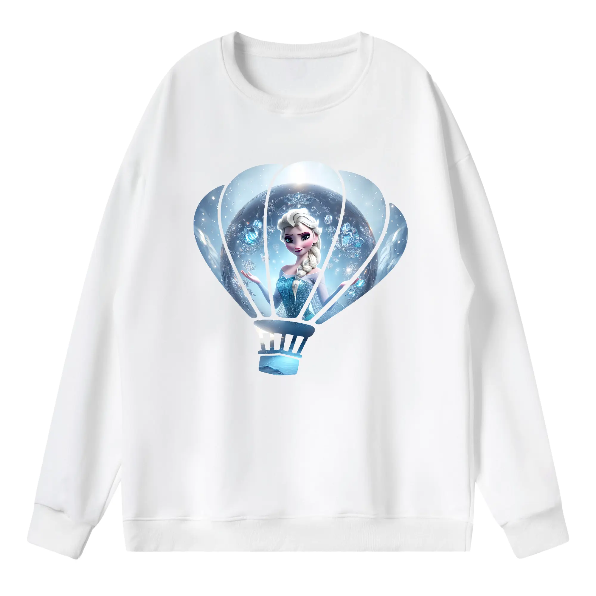 アナと雪の女王(Frozen) グッズ エルサ(Elsa) - 薄手 クルーネック スウェット 裏毛260g · ポリエステル 春秋向け カジュアル 男女兼用 · トレーナー デイリー スポーツ 散歩に最適