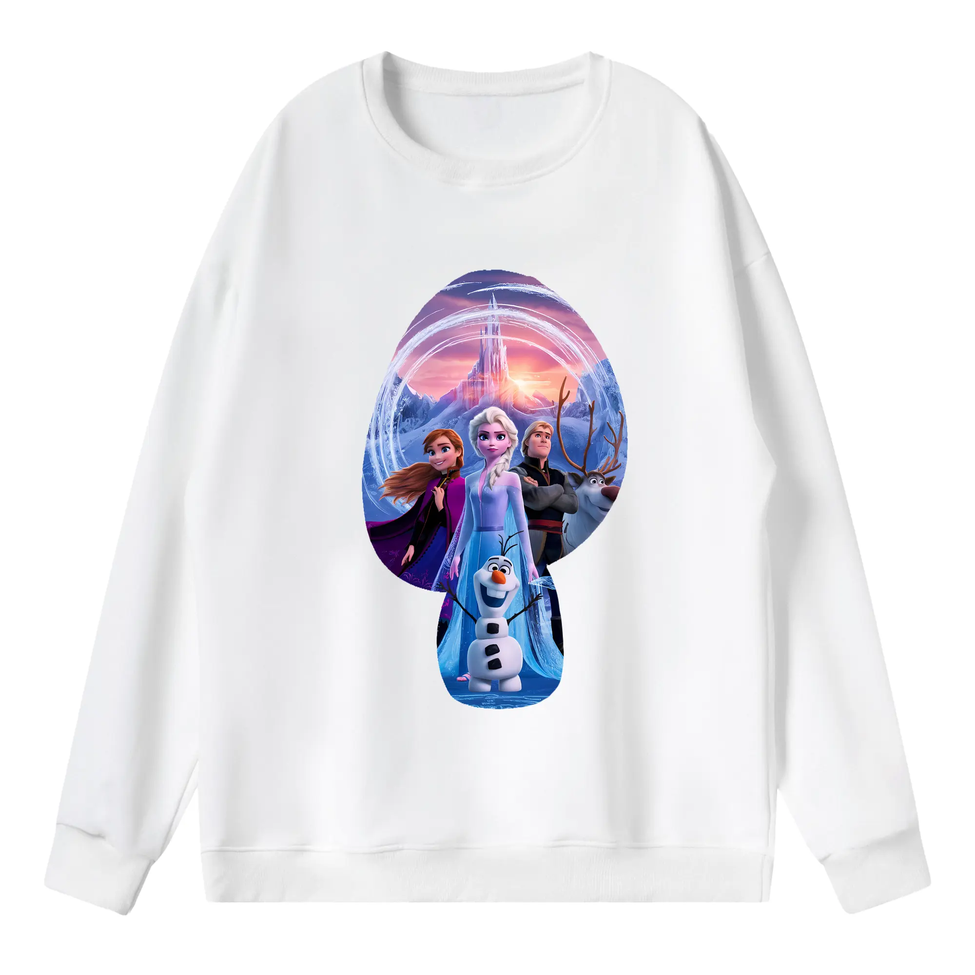 アナと雪の女王(Frozen) グッズ エルサ(Elsa) - 薄手 クルーネック スウェット 裏毛260g · ポリエステル 春秋向け カジュアル 男女兼用 · トレーナー デイリー スポーツ 散歩に最適