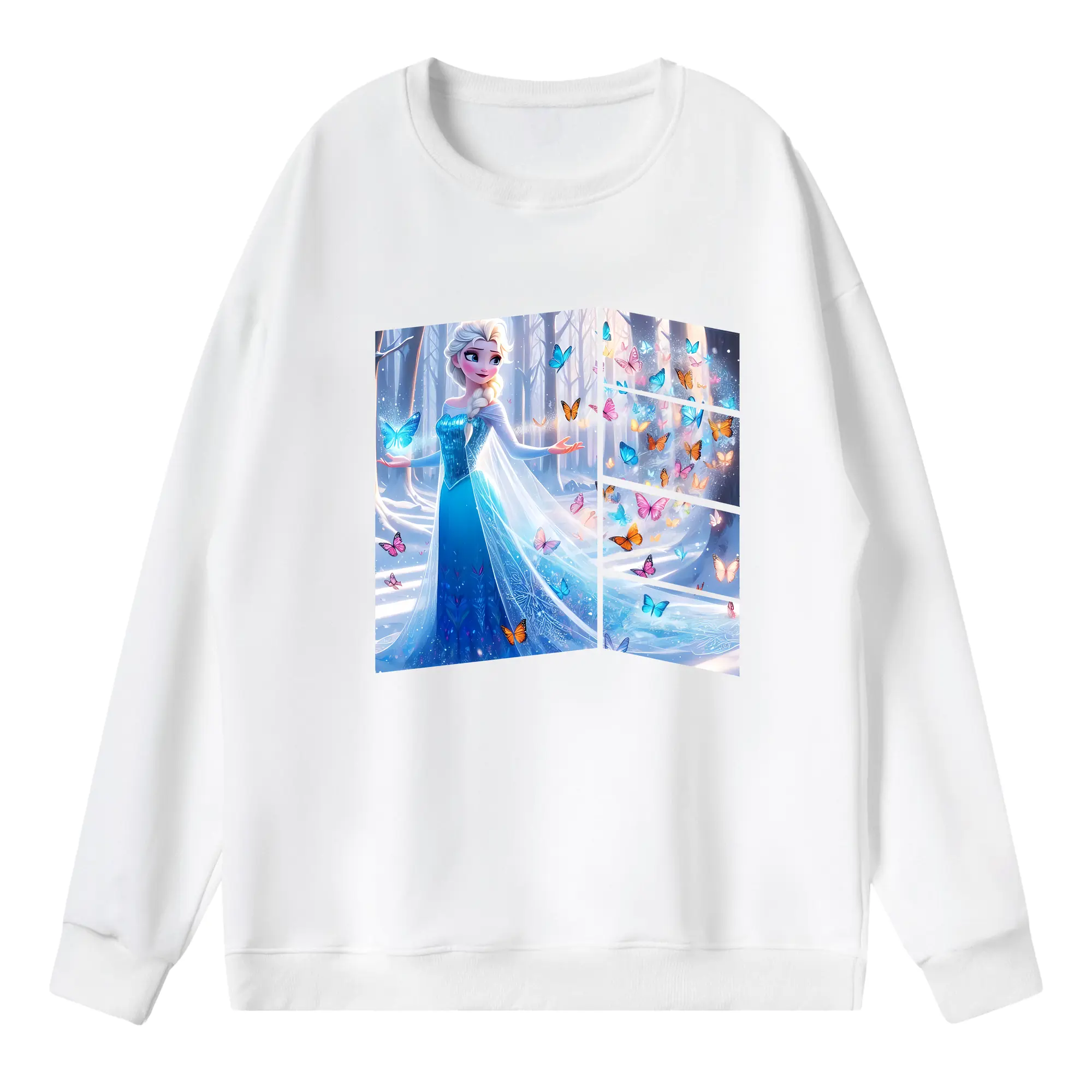 アナと雪の女王(Frozen) グッズ エルサ(Elsa) - 薄手 クルーネック スウェット 裏毛260g · ポリエステル 春秋向け カジュアル 男女兼用 · トレーナー デイリー スポーツ 散歩に最適