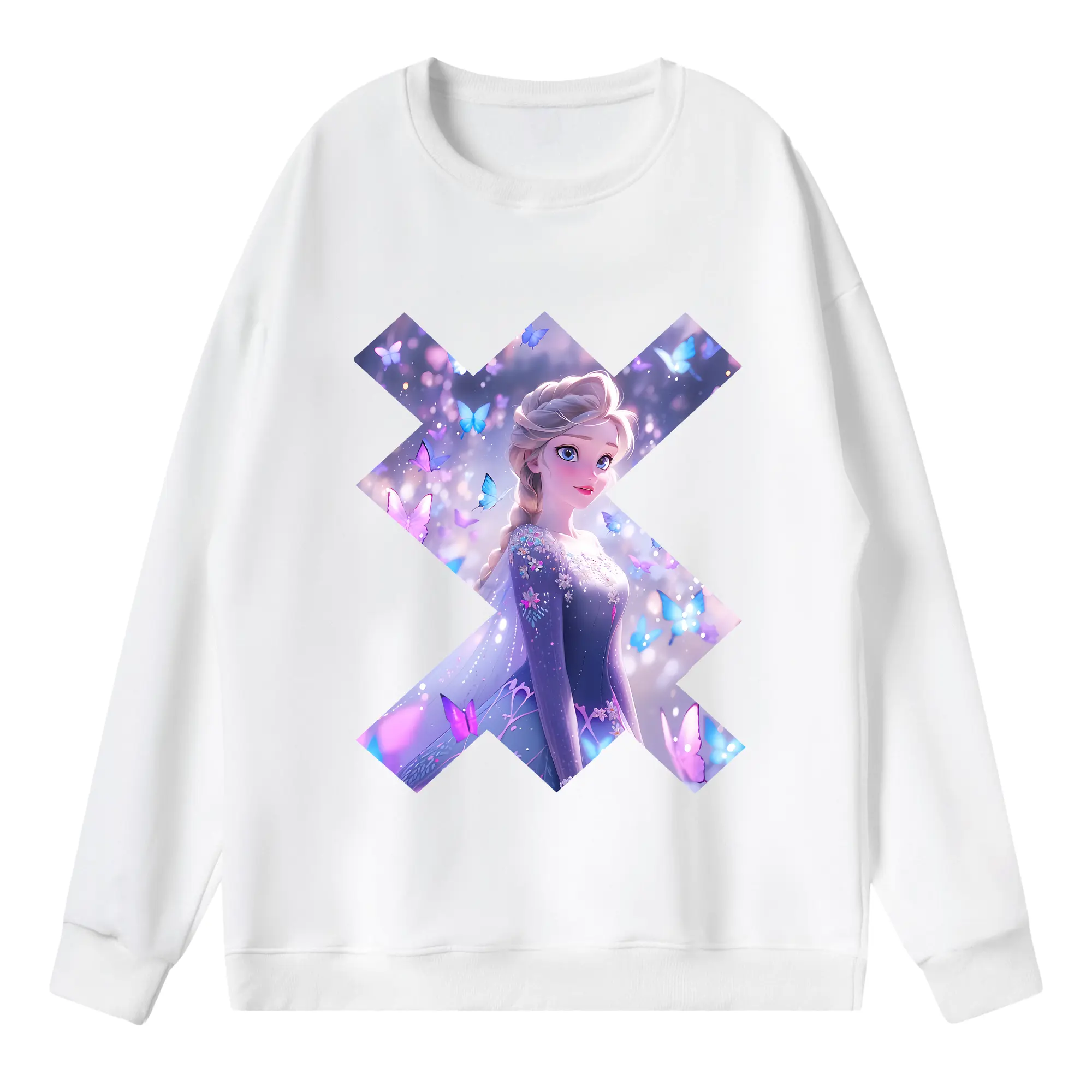 アナと雪の女王(Frozen) グッズ エルサ(Elsa) - 薄手 クルーネック スウェット 裏毛260g · ポリエステル 春秋向け カジュアル 男女兼用 · トレーナー デイリー スポーツ 散歩に最適