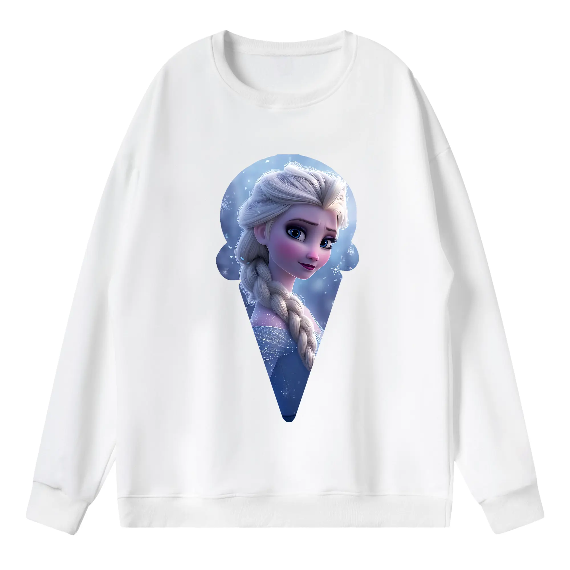アナと雪の女王(Frozen) グッズ エルサ(Elsa) - 薄手 クルーネック スウェット 裏毛260g · ポリエステル 春秋向け カジュアル 男女兼用 · トレーナー デイリー スポーツ 散歩に最適