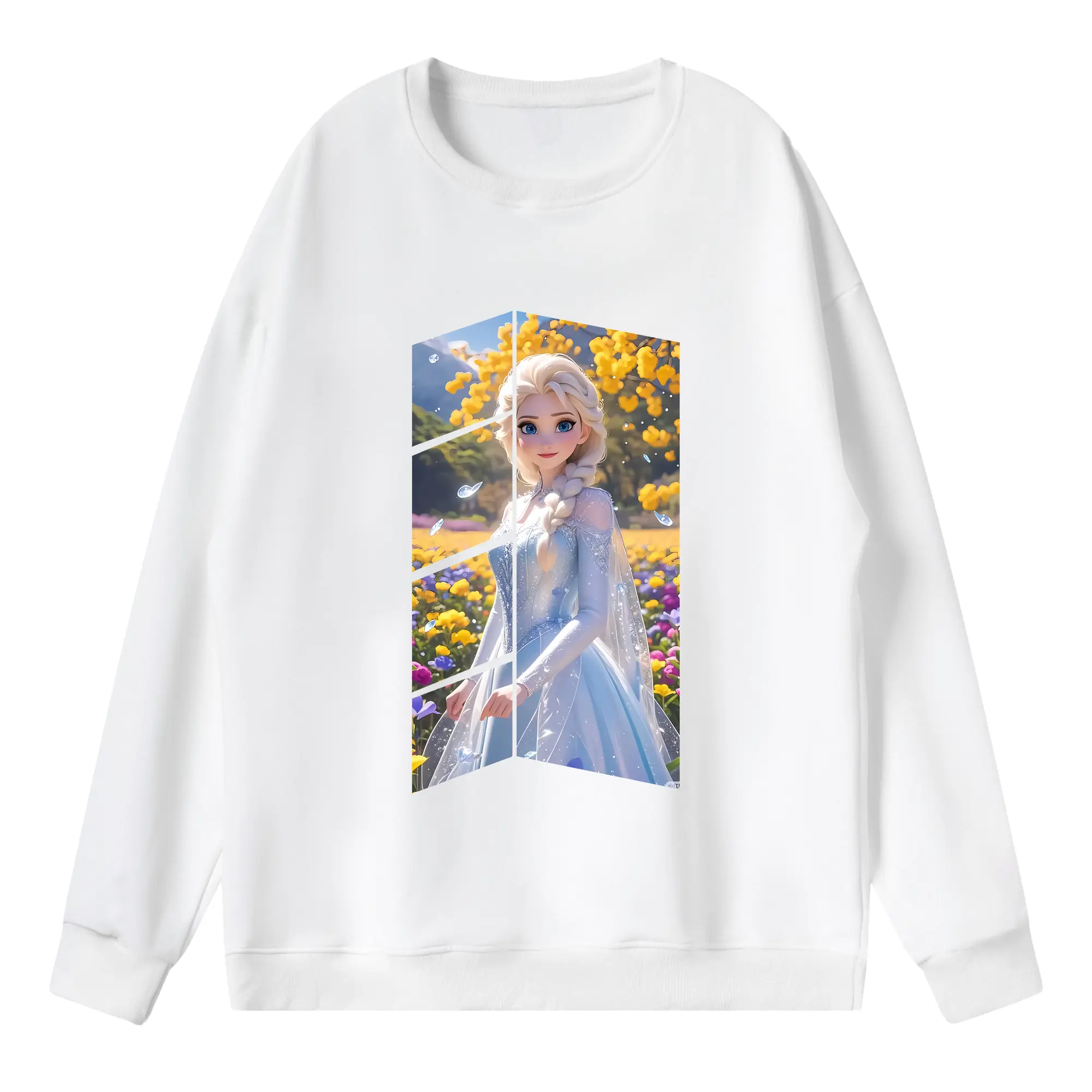 アナと雪の女王(Frozen) グッズ エルサ(Elsa) - 薄手 クルーネック スウェット 裏毛260g · ポリエステル 春秋向け カジュアル 男女兼用 · トレーナー デイリー スポーツ 散歩に最適