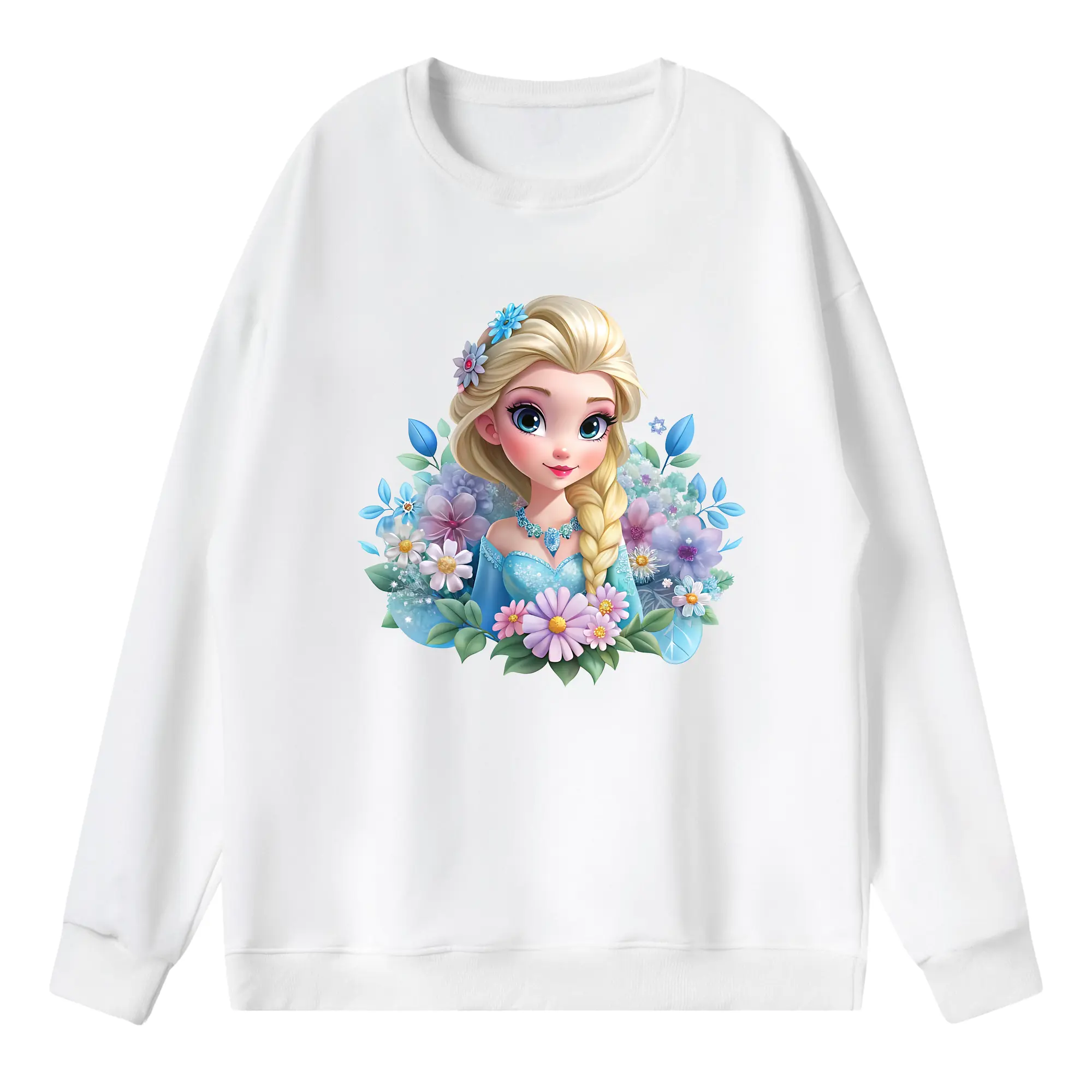 アナと雪の女王(Frozen) グッズ エルサ(Elsa) - 薄手 クルーネック スウェット 裏毛260g · ポリエステル 春秋向け カジュアル 男女兼用 · トレーナー デイリー スポーツ 散歩に最適