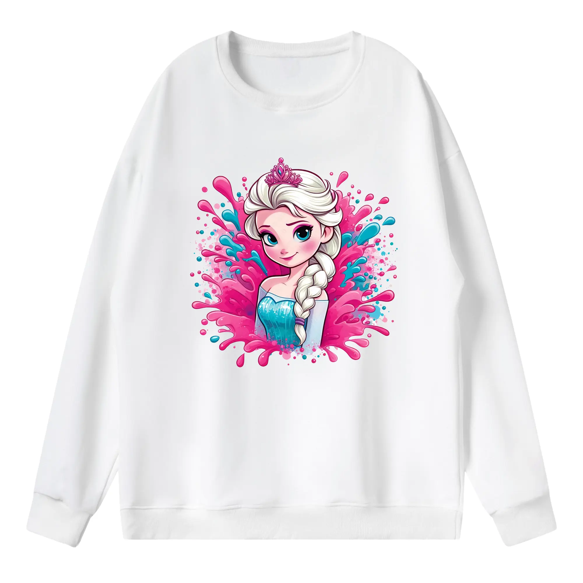 アナと雪の女王(Frozen) グッズ エルサ(Elsa) - 薄手 クルーネック スウェット 裏毛260g · ポリエステル 春秋向け カジュアル 男女兼用 · トレーナー デイリー スポーツ 散歩に最適