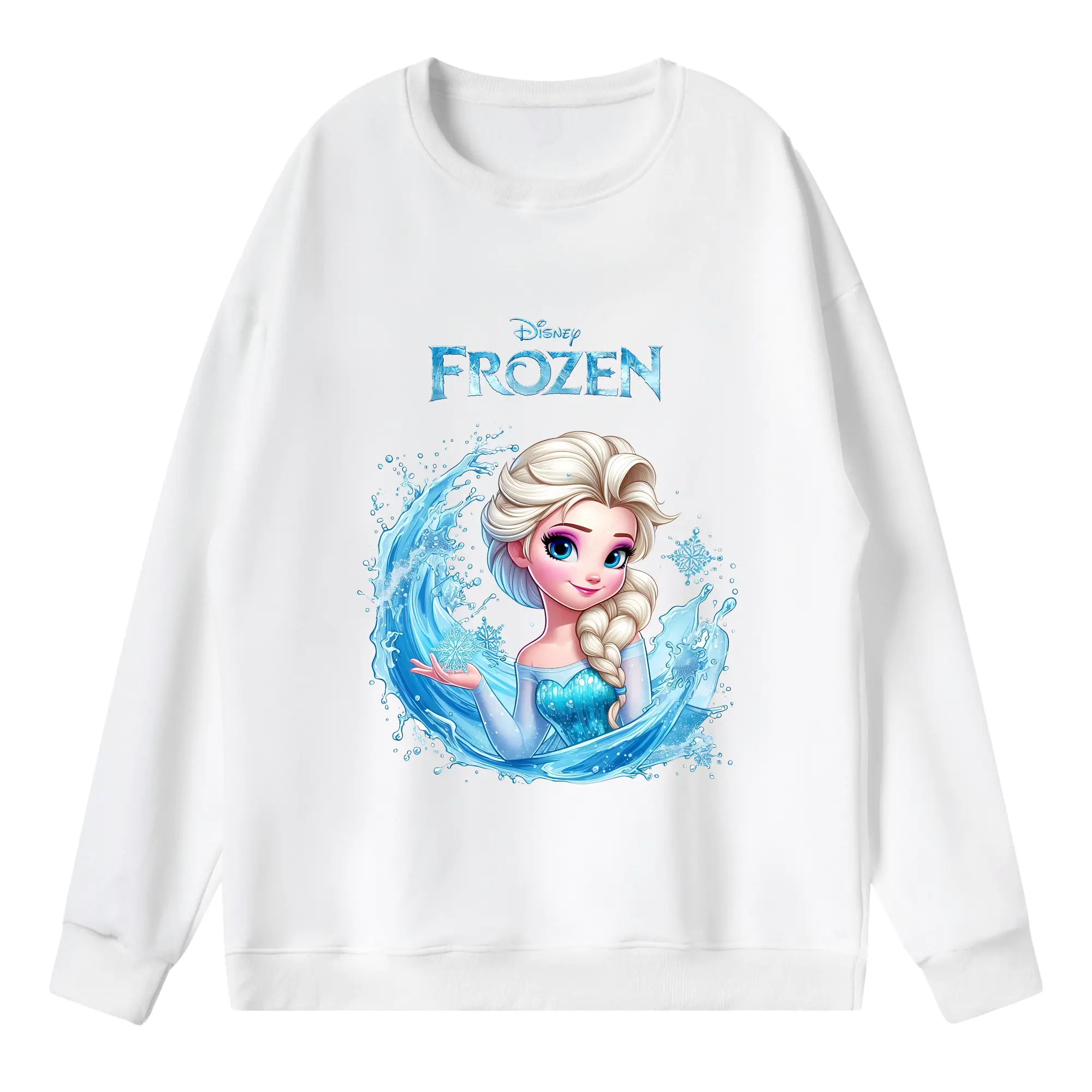 アナと雪の女王(Frozen) グッズ エルサ(Elsa) - 薄手 クルーネック スウェット 裏毛260g · ポリエステル 春秋向け カジュアル 男女兼用 · トレーナー デイリー スポーツ 散歩に最適