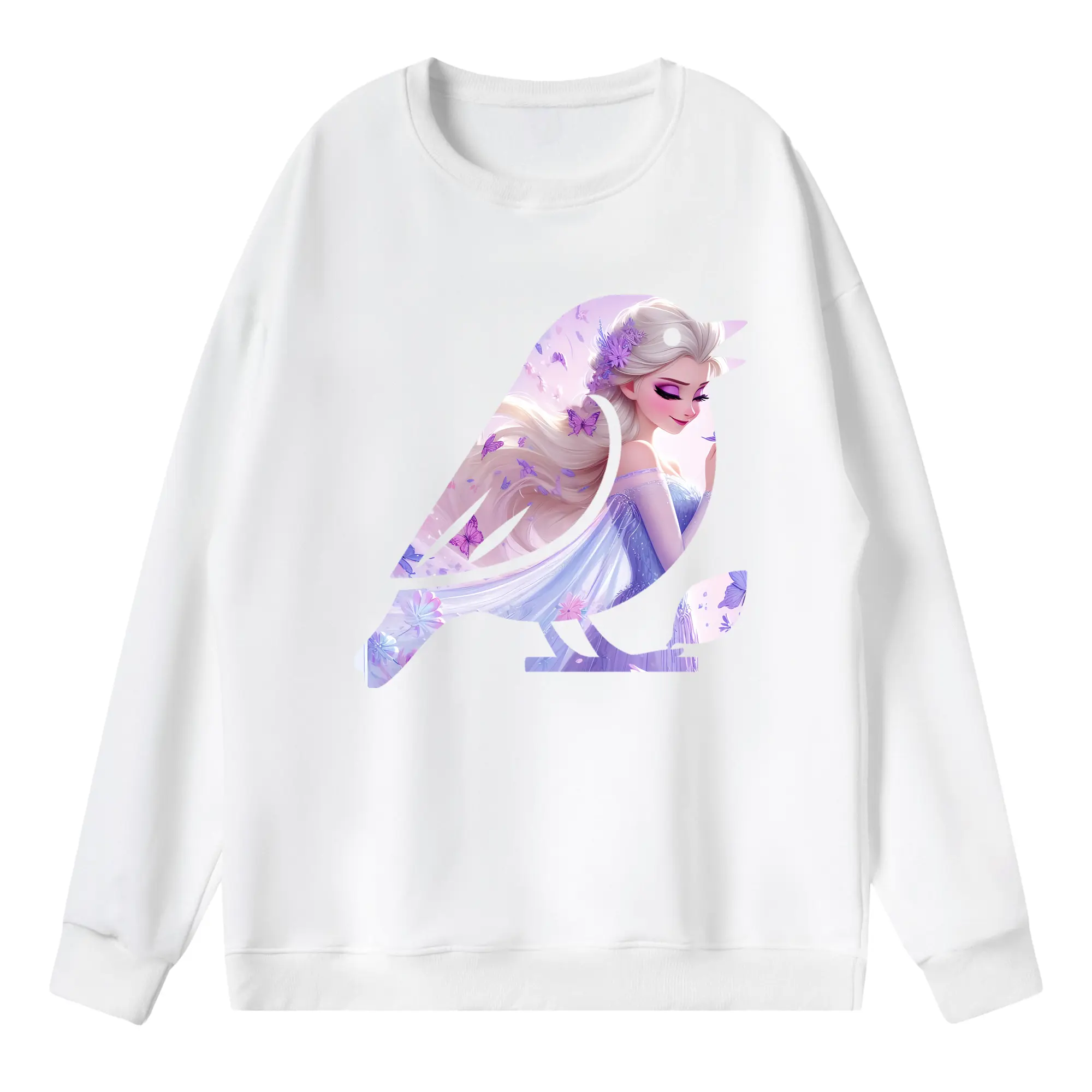 アナと雪の女王(Frozen) グッズ エルサ(Elsa) - 薄手 クルーネック スウェット 裏毛260g · ポリエステル 春秋向け カジュアル 男女兼用 · トレーナー デイリー スポーツ 散歩に最適