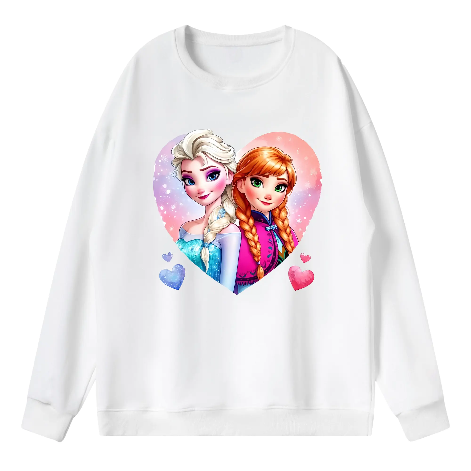 アナと雪の女王(Frozen) グッズ エルサ(Elsa) - 薄手 クルーネック スウェット 裏毛260g · ポリエステル 春秋向け カジュアル 男女兼用 · トレーナー デイリー スポーツ 散歩に最適