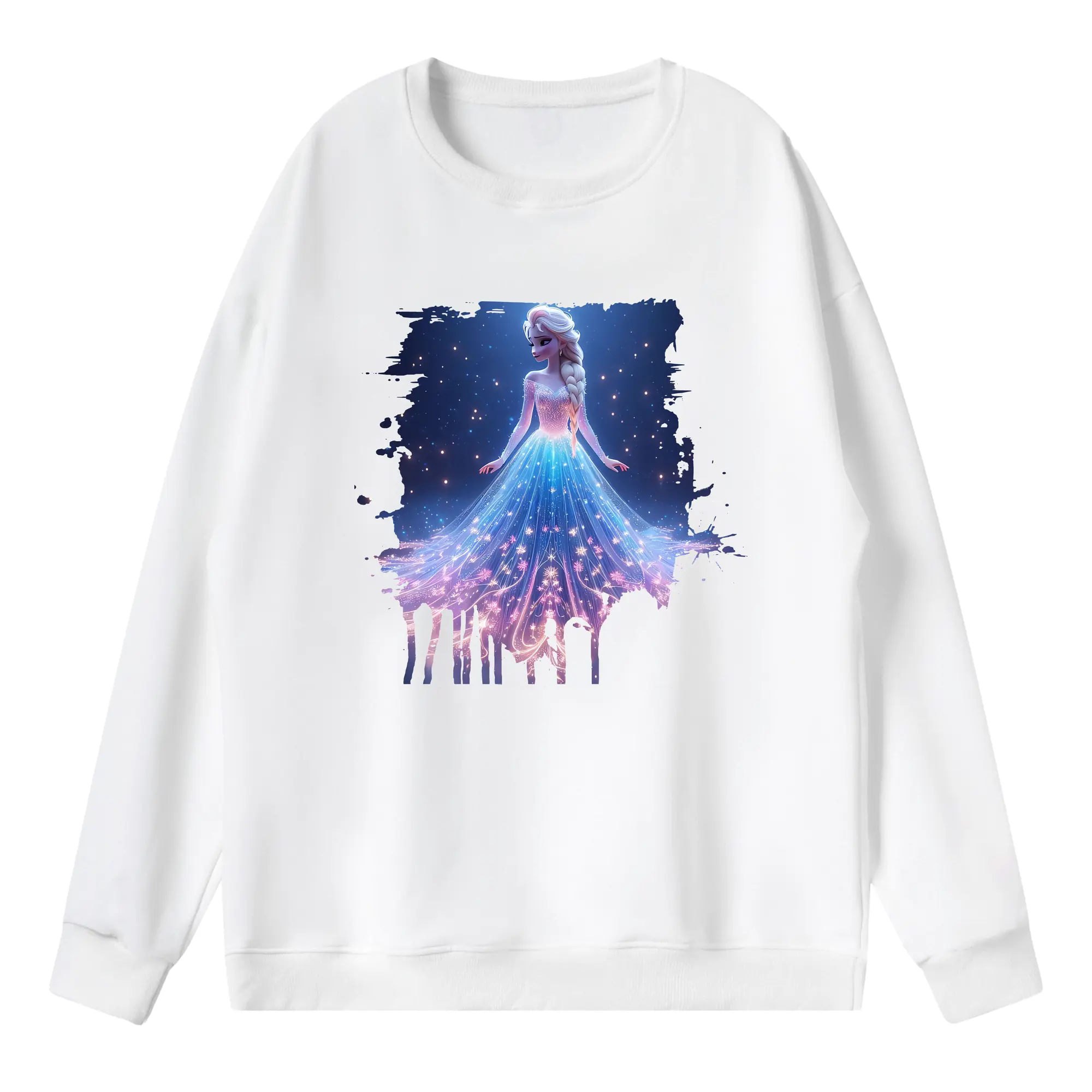 アナと雪の女王(Frozen) グッズ エルサ(Elsa) - 薄手 クルーネック スウェット 裏毛260g · ポリエステル 春秋向け カジュアル 男女兼用 · トレーナー デイリー スポーツ 散歩に最適