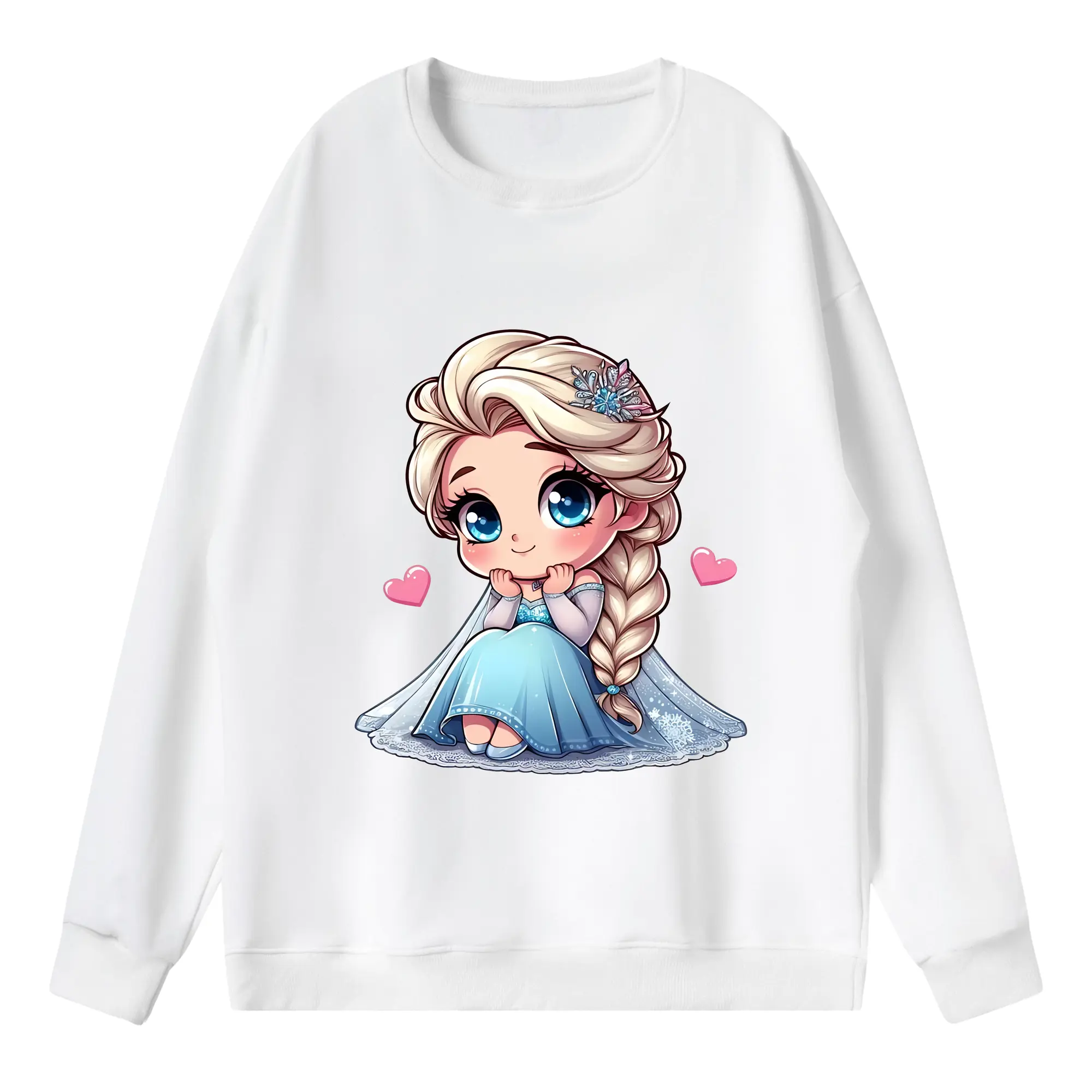 アナと雪の女王(Frozen) グッズ エルサ(Elsa) - 薄手 クルーネック スウェット 裏毛260g · ポリエステル 春秋向け カジュアル 男女兼用 · トレーナー デイリー スポーツ 散歩に最適