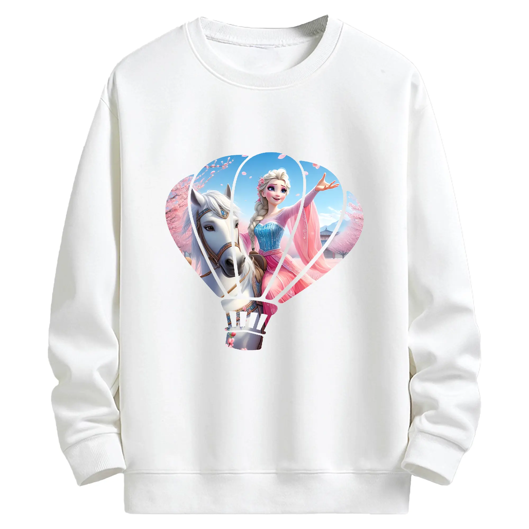 アナと雪の女王(Frozen) グッズ エルサ(Elsa) - キッズ クルーネックスウェットシャツ ・ フロントプリント ・ 綿80％ ポリエステル20％ ・ 快適 通学 スポーツ 日常使い お散歩用