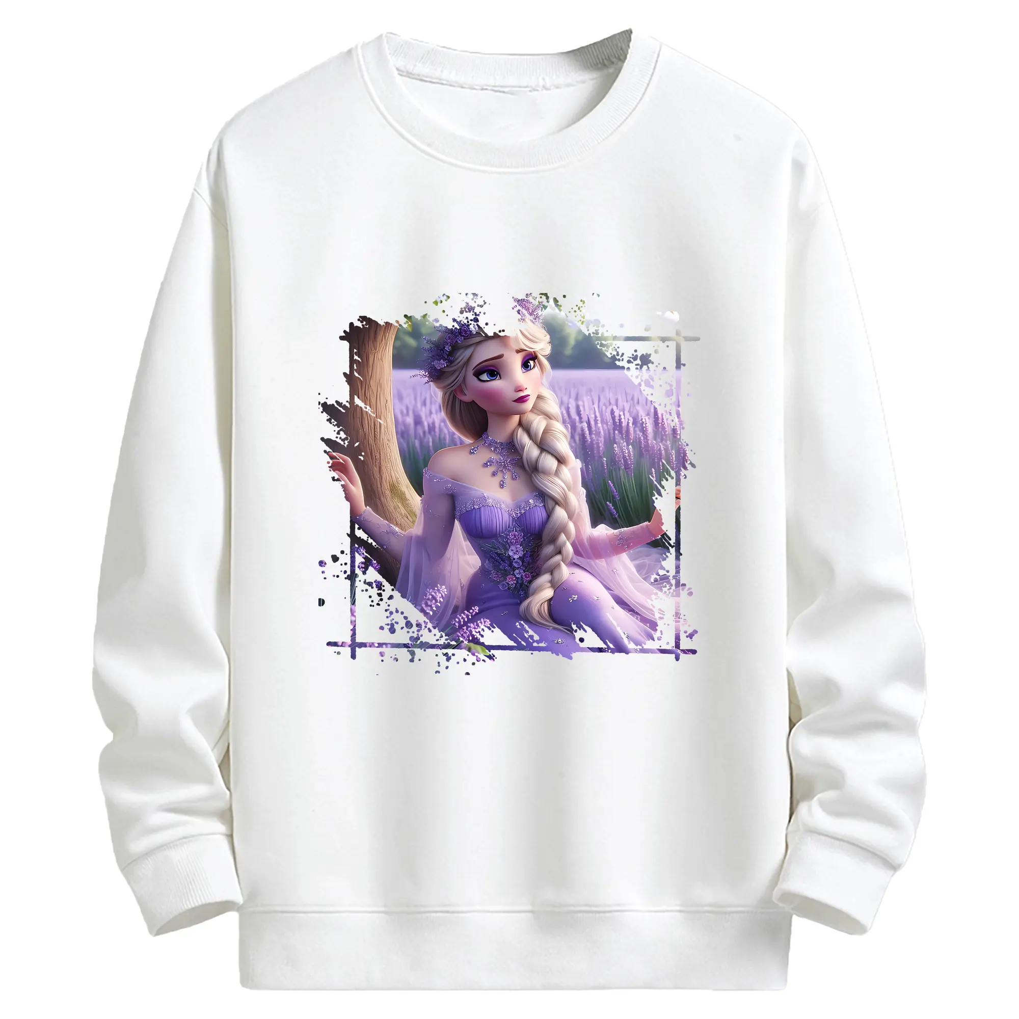 アナと雪の女王(Frozen) グッズ エルサ(Elsa) - キッズ クルーネックスウェットシャツ ・ フロントプリント ・ 綿80％ ポリエステル20％ ・ 快適 通学 スポーツ 日常使い お散歩用