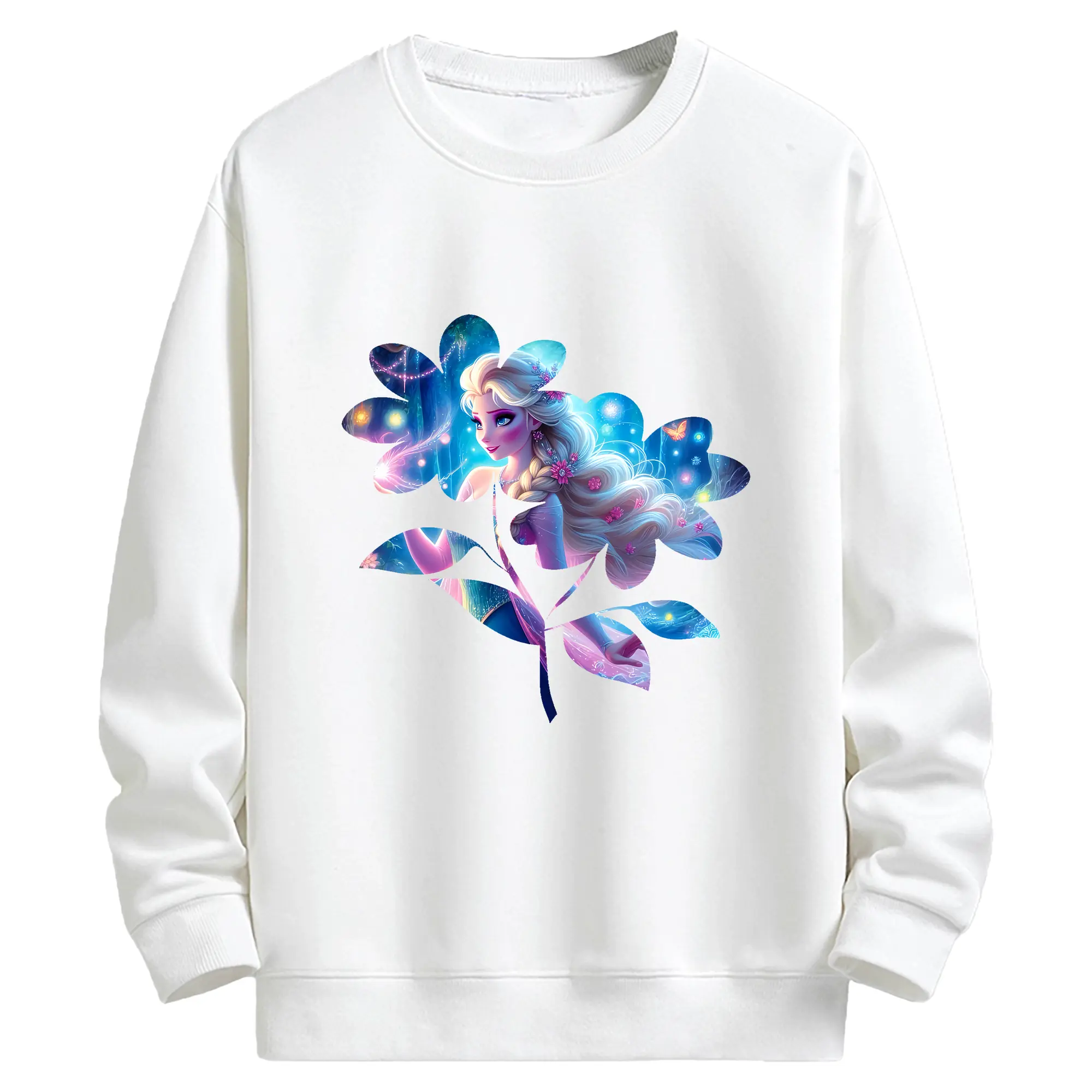 アナと雪の女王(Frozen) グッズ エルサ(Elsa) - キッズ クルーネックスウェットシャツ ・ フロントプリント ・ 綿80％ ポリエステル20％ ・ 快適 通学 スポーツ 日常使い お散歩用