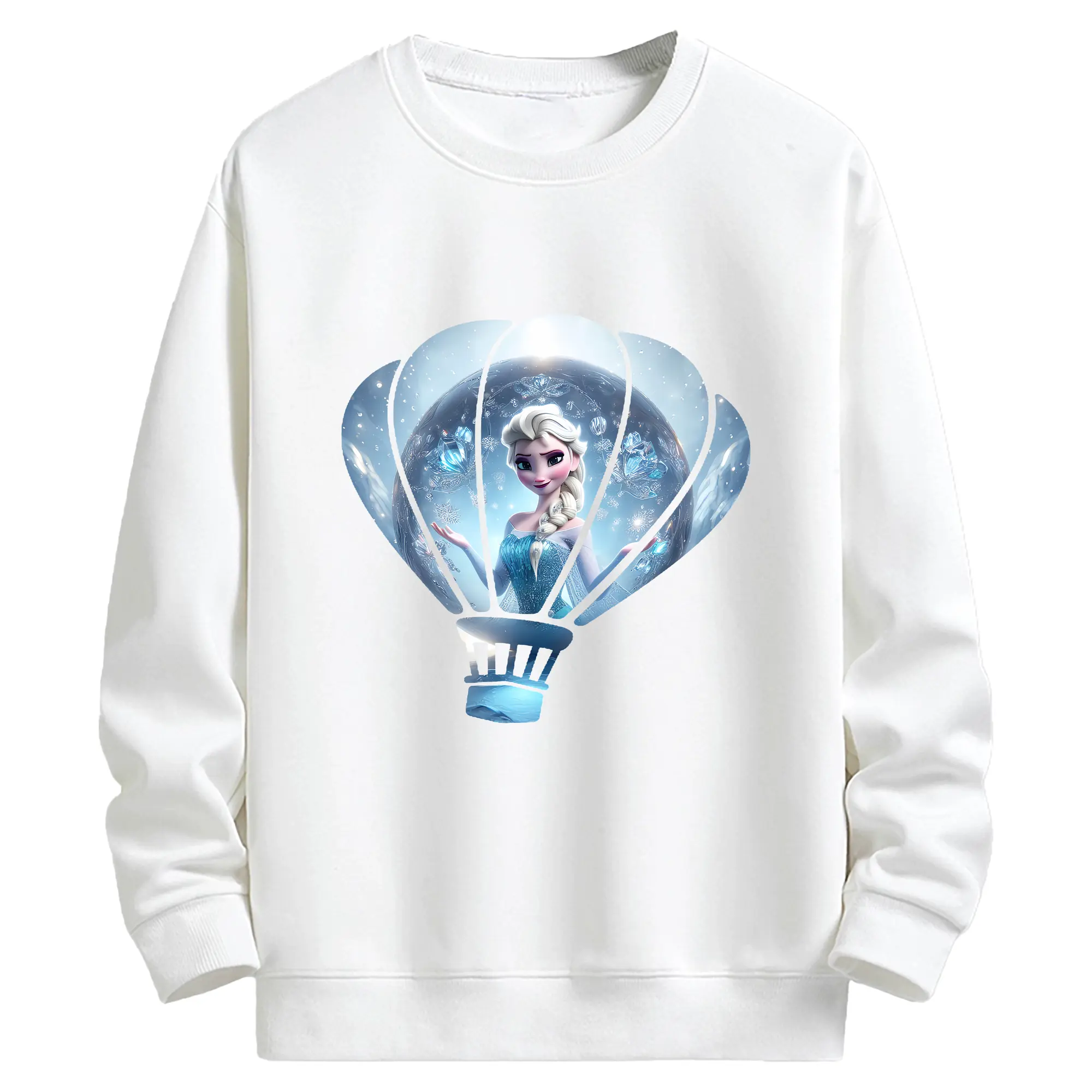 アナと雪の女王(Frozen) グッズ エルサ(Elsa) - キッズ クルーネックスウェットシャツ ・ フロントプリント ・ 綿80％ ポリエステル20％ ・ 快適 通学 スポーツ 日常使い お散歩用