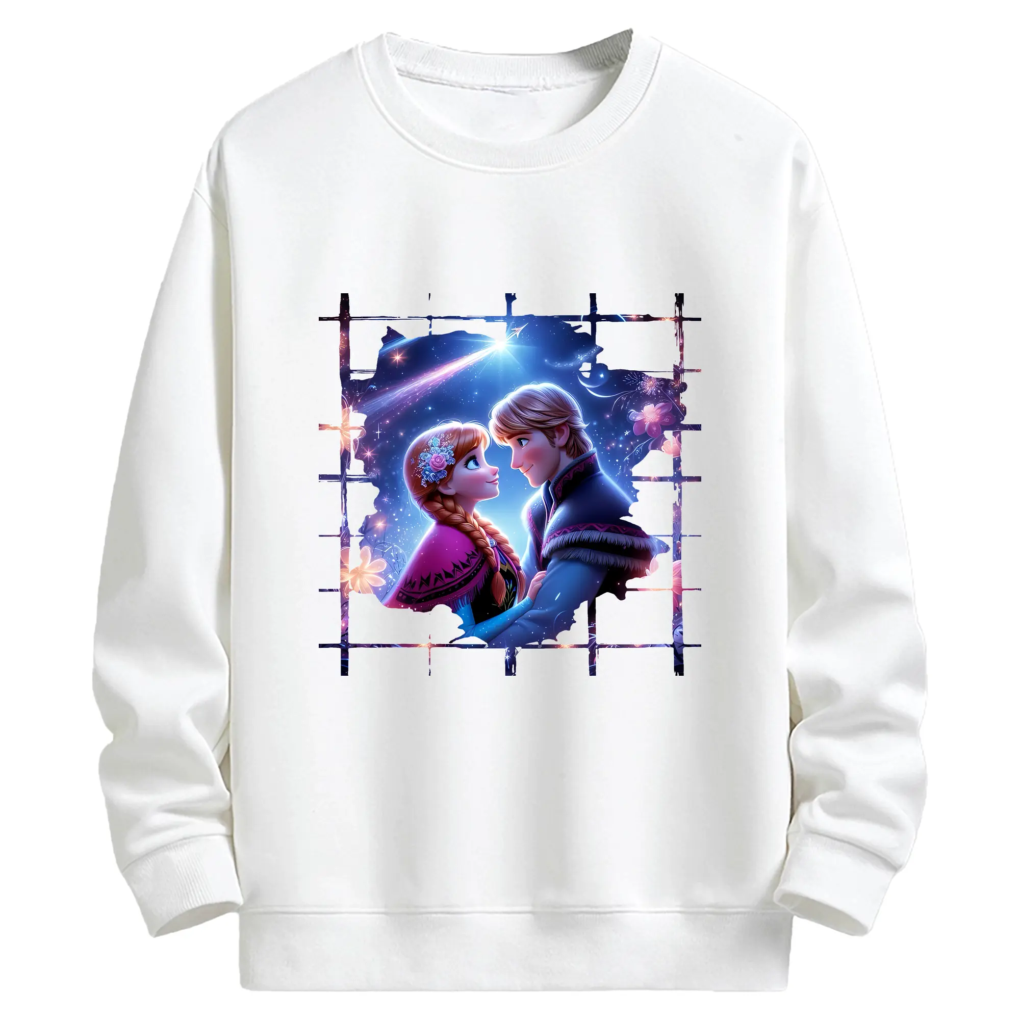 アナと雪の女王(Frozen) グッズ エルサ(Elsa) - キッズ クルーネックスウェットシャツ ・ フロントプリント ・ 綿80％ ポリエステル20％ ・ 快適 通学 スポーツ 日常使い お散歩用