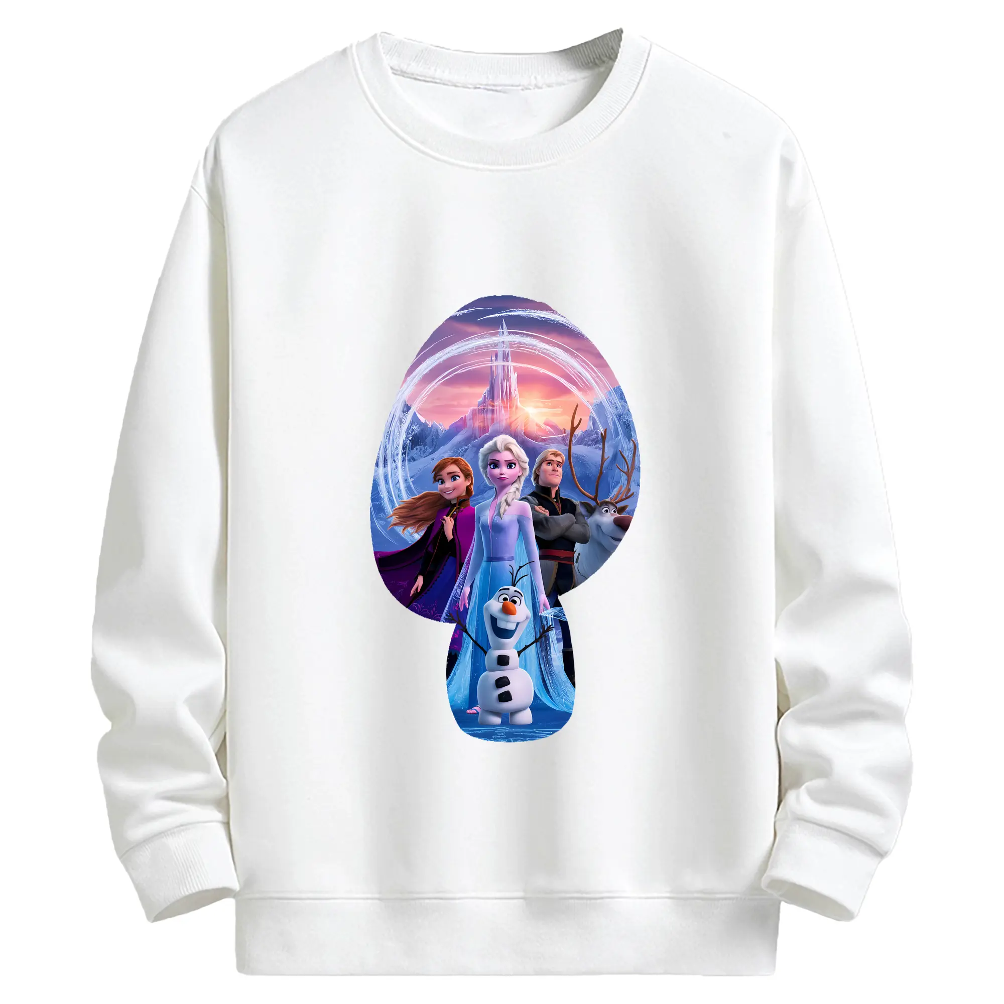 アナと雪の女王(Frozen) グッズ エルサ(Elsa) - キッズ クルーネックスウェットシャツ ・ フロントプリント ・ 綿80％ ポリエステル20％ ・ 快適 通学 スポーツ 日常使い お散歩用