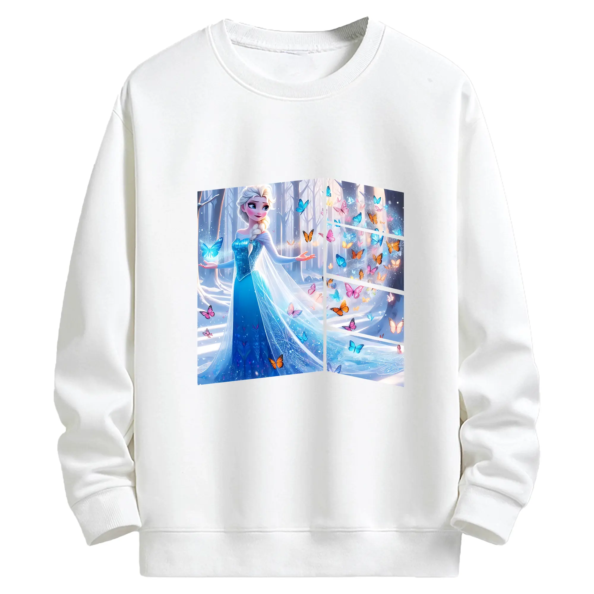 アナと雪の女王(Frozen) グッズ エルサ(Elsa) - キッズ クルーネックスウェットシャツ ・ フロントプリント ・ 綿80％ ポリエステル20％ ・ 快適 通学 スポーツ 日常使い お散歩用