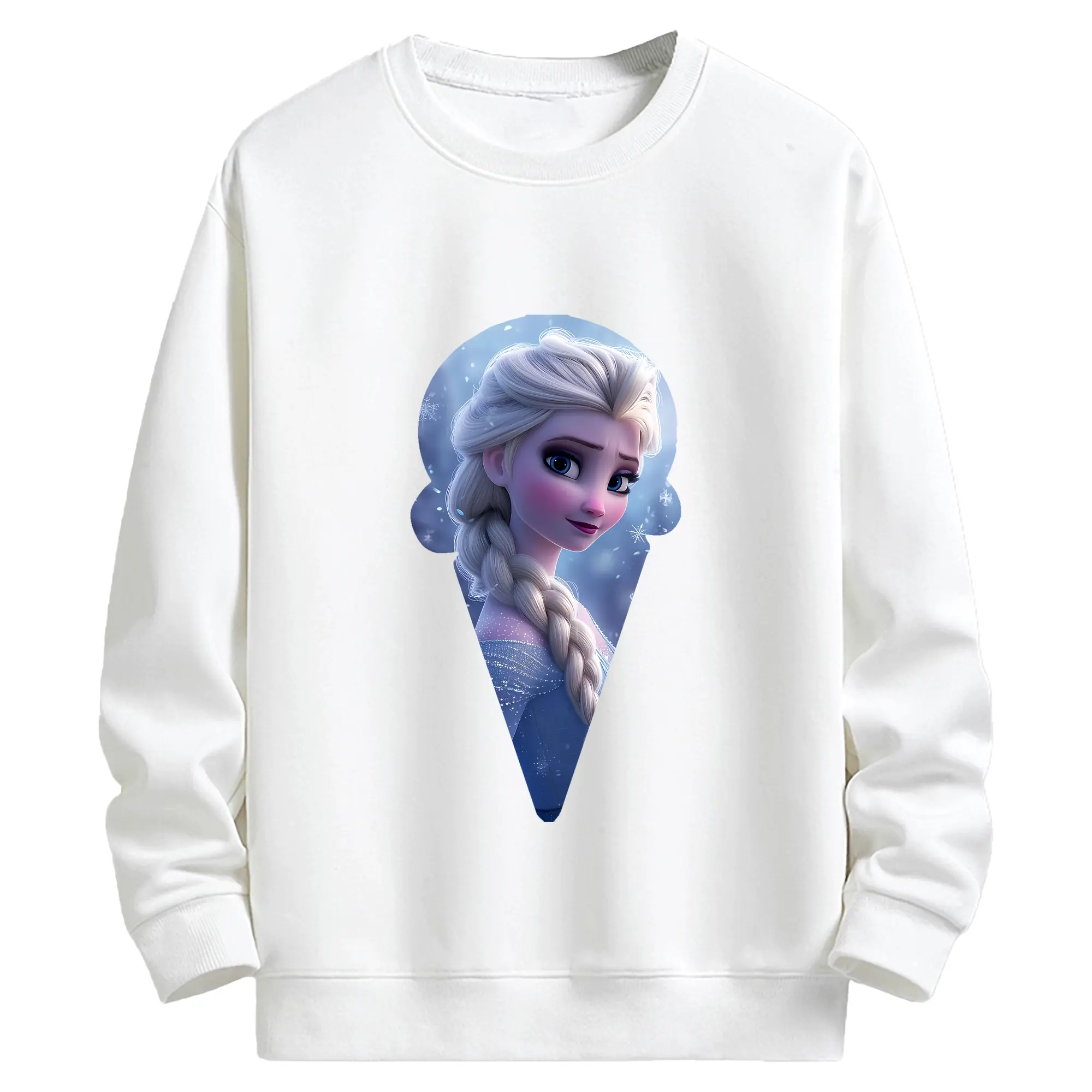 アナと雪の女王(Frozen) グッズ エルサ(Elsa) - キッズ クルーネックスウェットシャツ ・ フロントプリント ・ 綿80％ ポリエステル20％ ・ 快適 通学 スポーツ 日常使い お散歩用