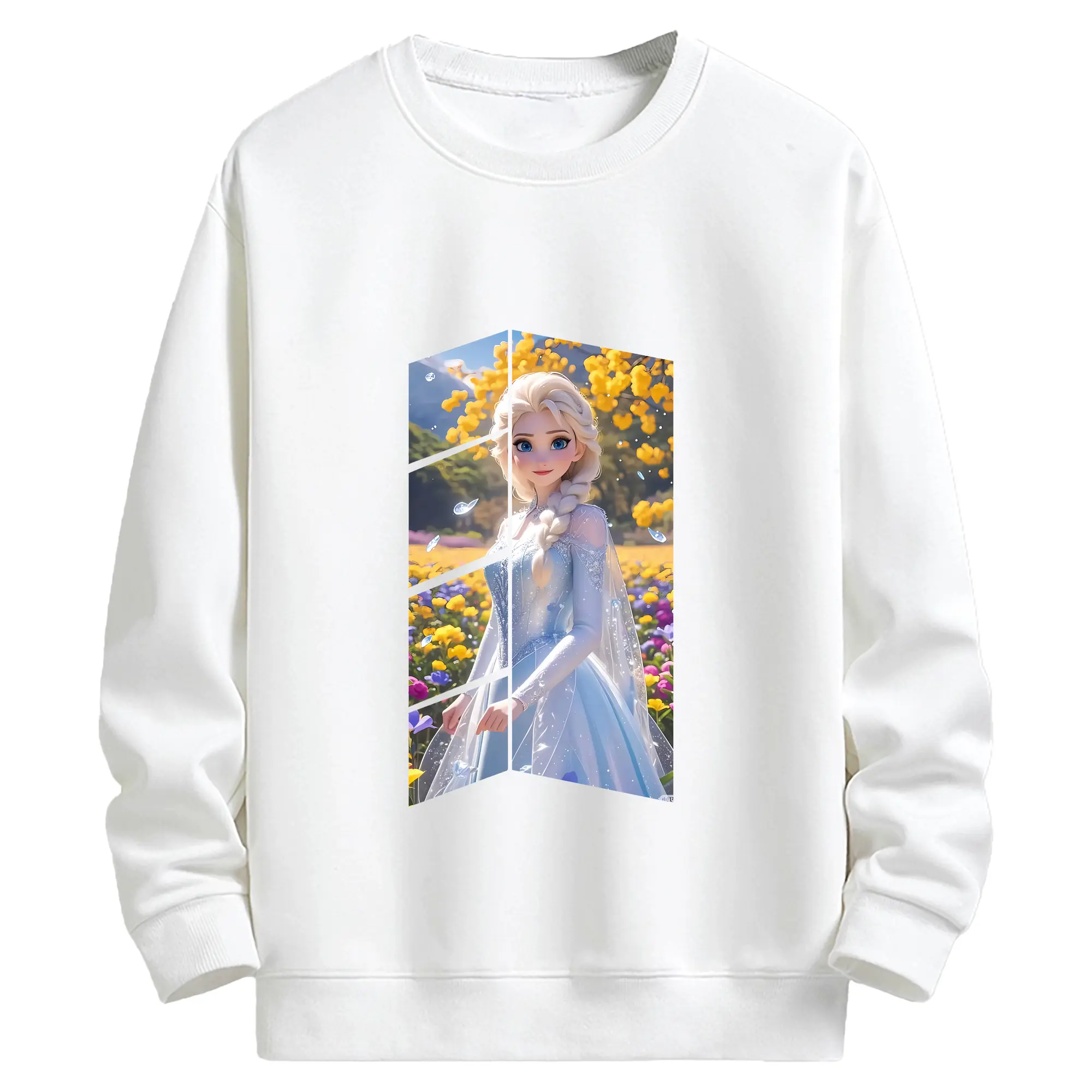 アナと雪の女王(Frozen) グッズ エルサ(Elsa) - キッズ クルーネックスウェットシャツ ・ フロントプリント ・ 綿80％ ポリエステル20％ ・ 快適 通学 スポーツ 日常使い お散歩用