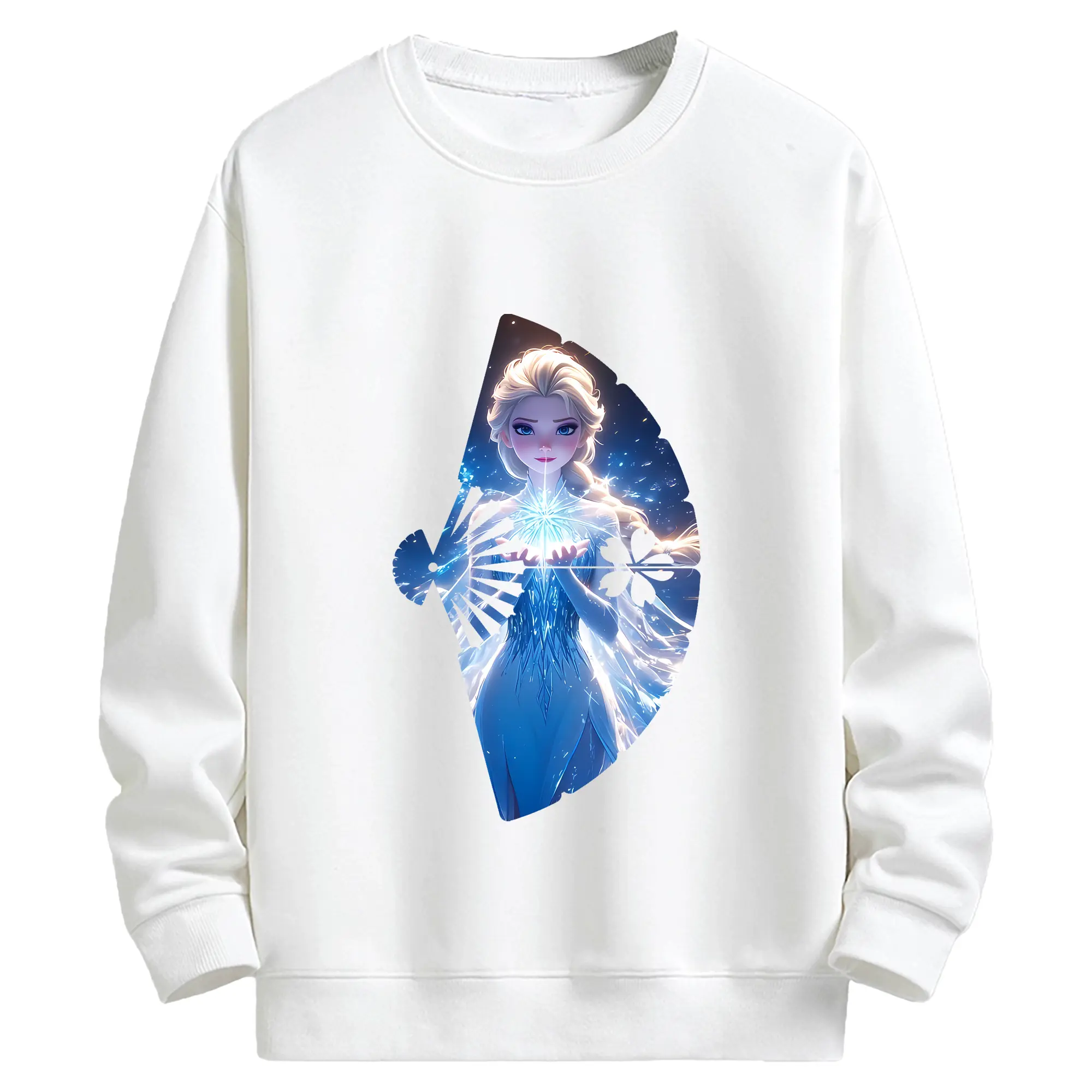 アナと雪の女王(Frozen) グッズ エルサ(Elsa) - キッズ クルーネックスウェットシャツ ・ フロントプリント ・ 綿80％ ポリエステル20％ ・ 快適 通学 スポーツ 日常使い お散歩用