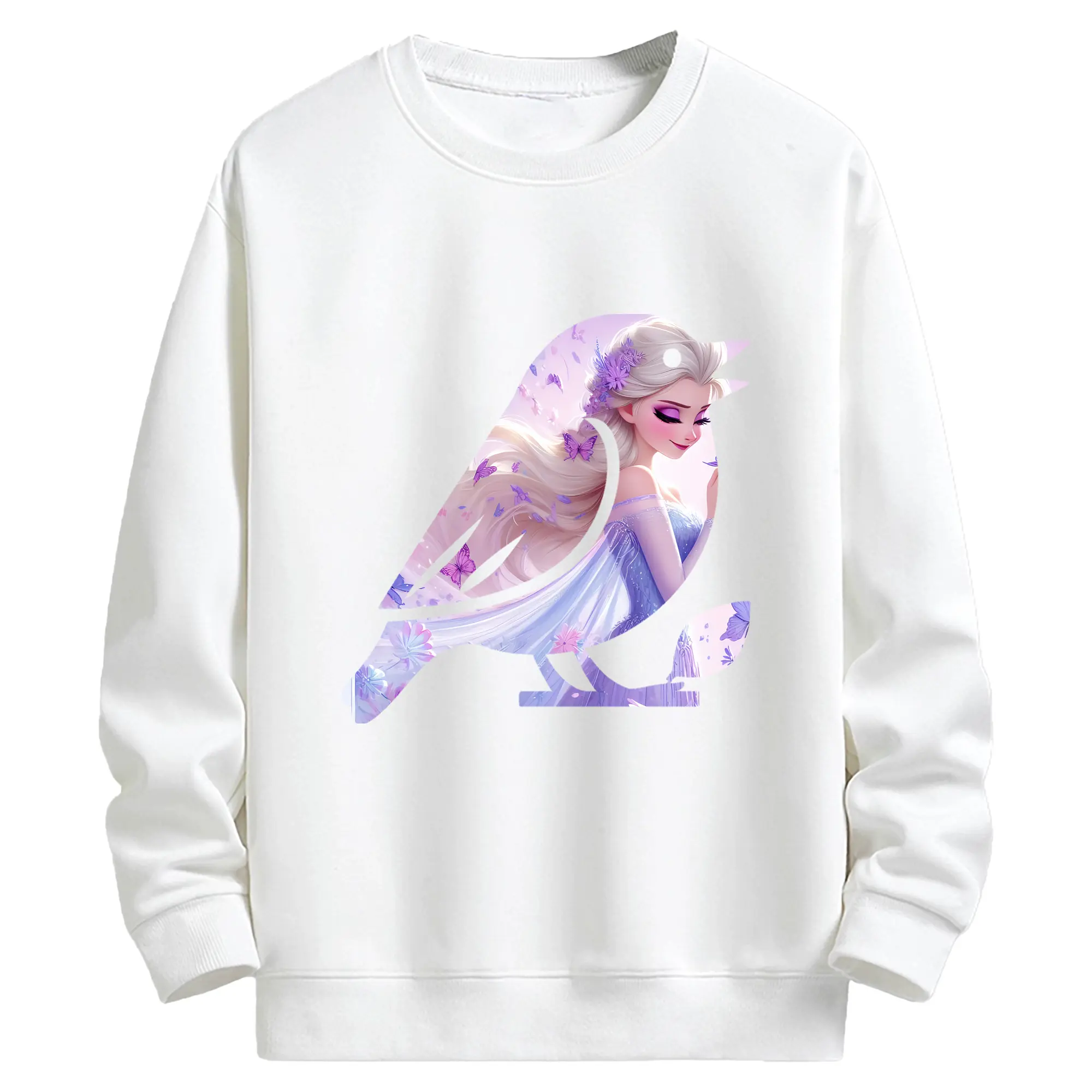 アナと雪の女王(Frozen) グッズ エルサ(Elsa) - キッズ クルーネックスウェットシャツ ・ フロントプリント ・ 綿80％ ポリエステル20％ ・ 快適 通学 スポーツ 日常使い お散歩用