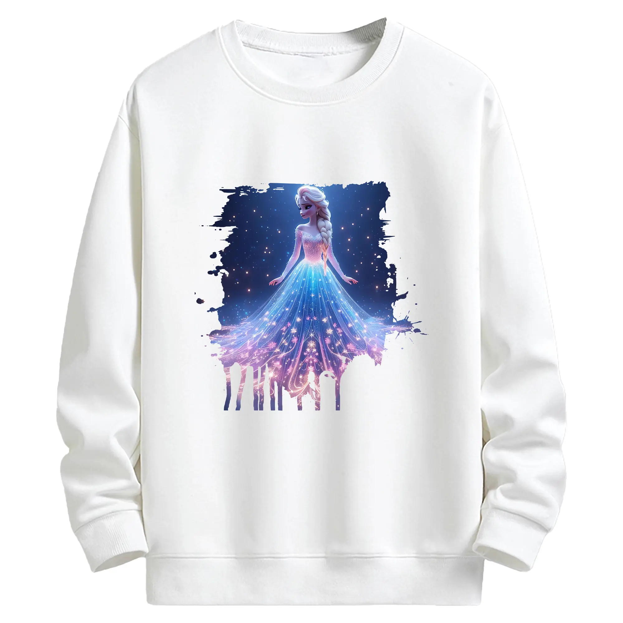 アナと雪の女王(Frozen) グッズ エルサ(Elsa) - キッズ クルーネックスウェットシャツ ・ フロントプリント ・ 綿80％ ポリエステル20％ ・ 快適 通学 スポーツ 日常使い お散歩用