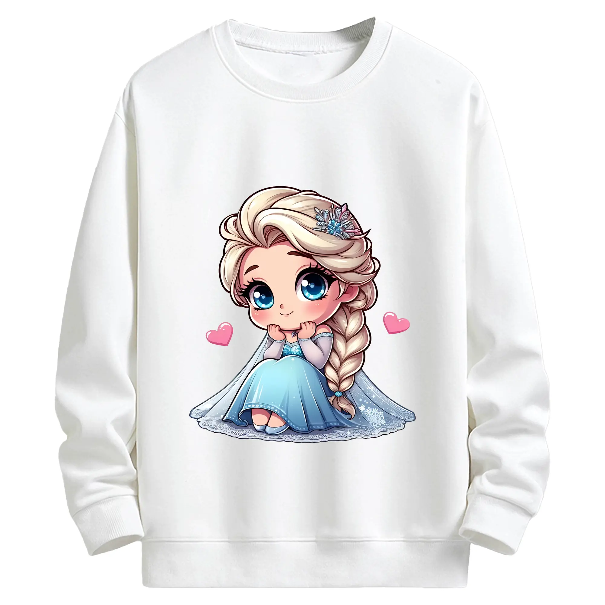 アナと雪の女王(Frozen) グッズ エルサ(Elsa) - キッズ クルーネックスウェットシャツ ・ フロントプリント ・ 綿80％ ポリエステル20％ ・ 快適 通学 スポーツ 日常使い お散歩用