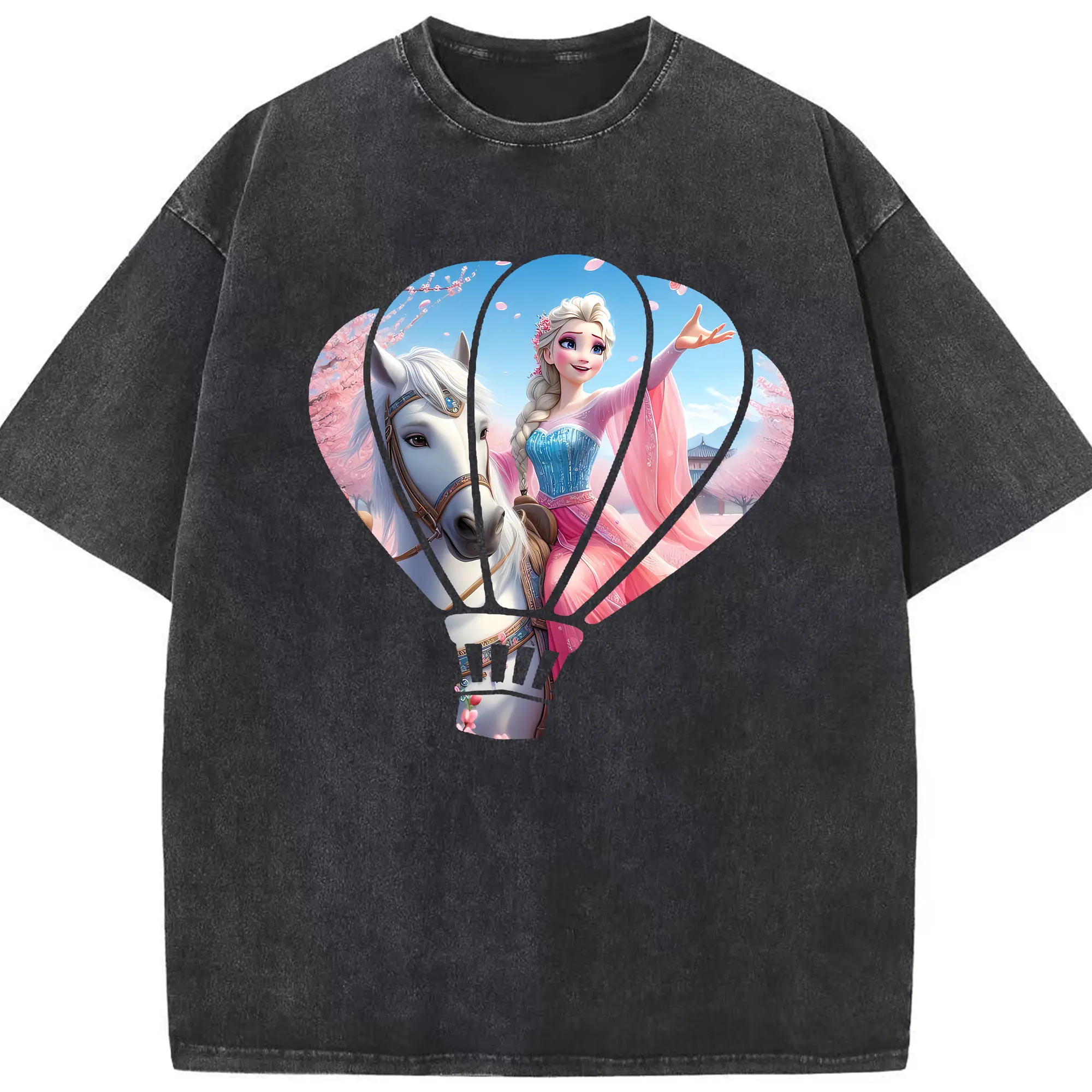 アナと雪の女王(Frozen) グッズ エルサ(Elsa) - 綿100％ ヴィンテージ風 半袖Tシャツ ・ フロントプリント ・ 柔らか肌触り ・ 通気性 快適 ・ スポーツ カジュアル 外出用