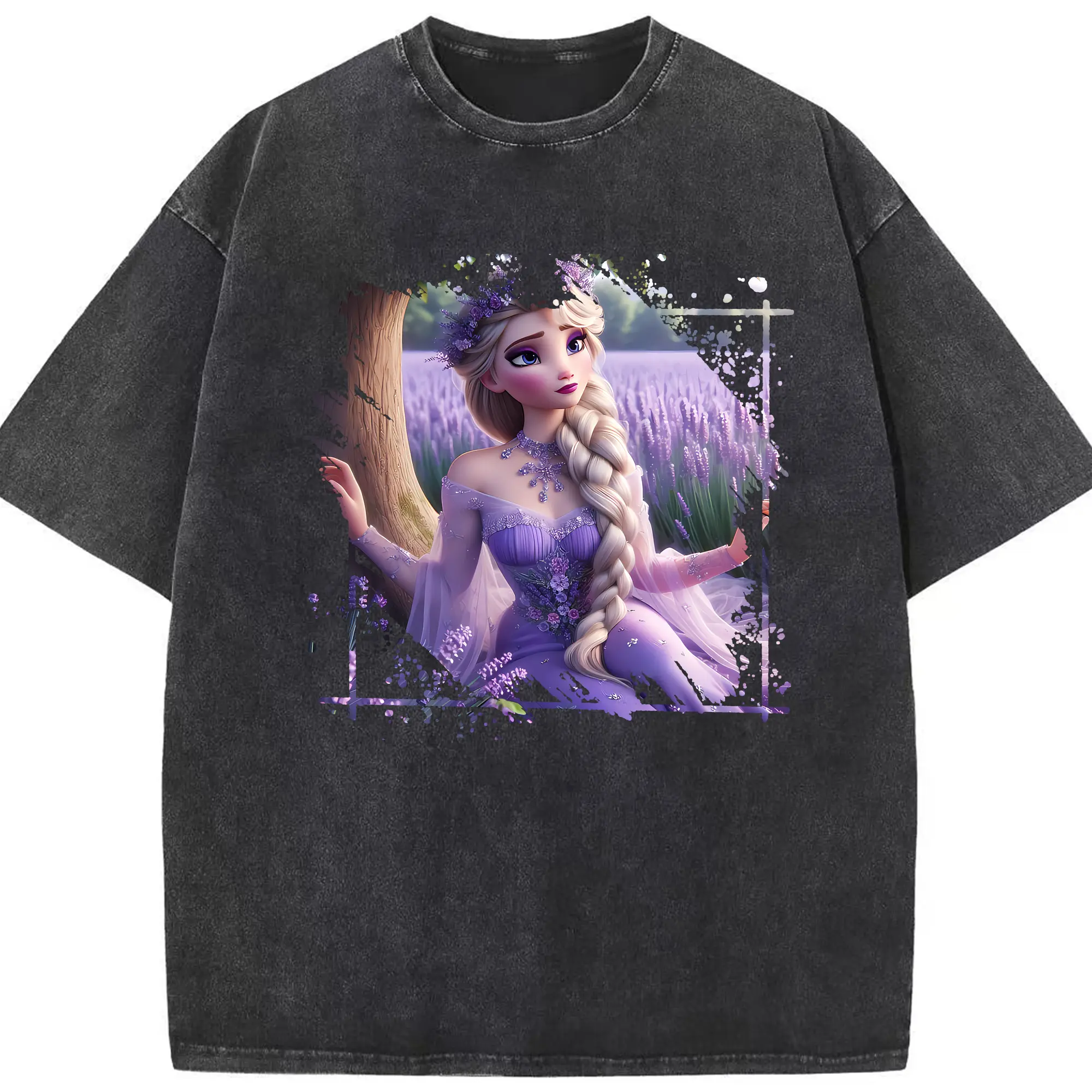 アナと雪の女王(Frozen) グッズ エルサ(Elsa) - 綿100％ ヴィンテージ風 半袖Tシャツ ・ フロントプリント ・ 柔らか肌触り ・ 通気性 快適 ・ スポーツ カジュアル 外出用