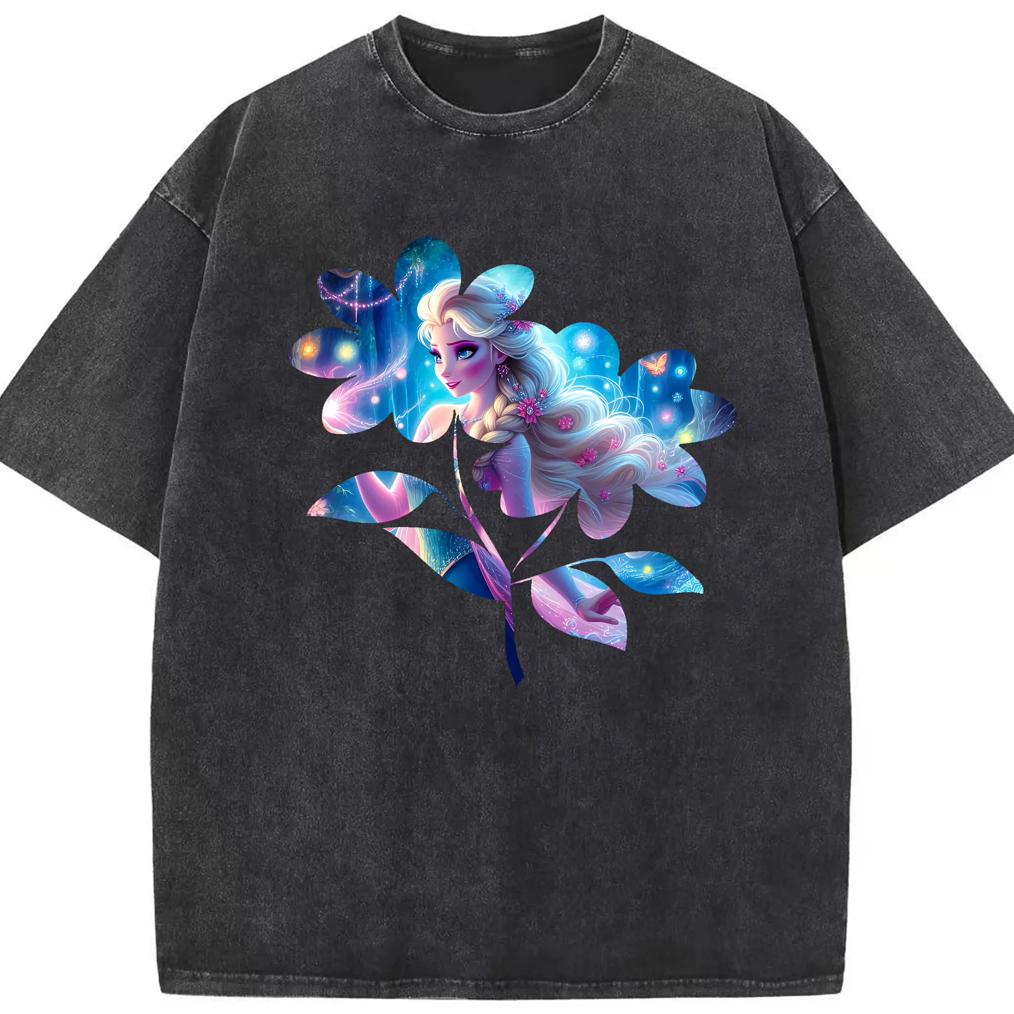 アナと雪の女王(Frozen) グッズ エルサ(Elsa) - 綿100％ ヴィンテージ風 半袖Tシャツ ・ フロントプリント ・ 柔らか肌触り ・ 通気性 快適 ・ スポーツ カジュアル 外出用