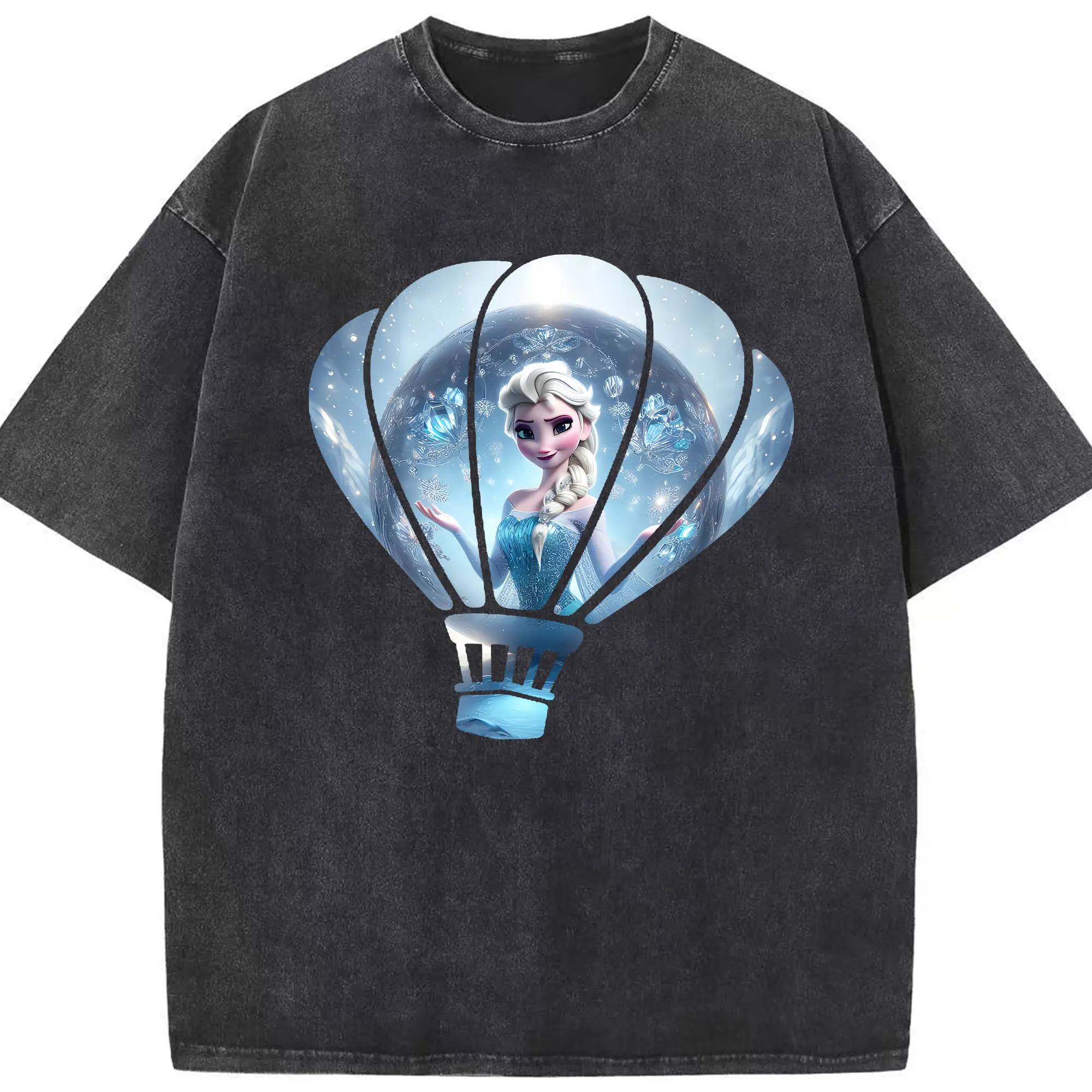 アナと雪の女王(Frozen) グッズ エルサ(Elsa) - 綿100％ ヴィンテージ風 半袖Tシャツ ・ フロントプリント ・ 柔らか肌触り ・ 通気性 快適 ・ スポーツ カジュアル 外出用