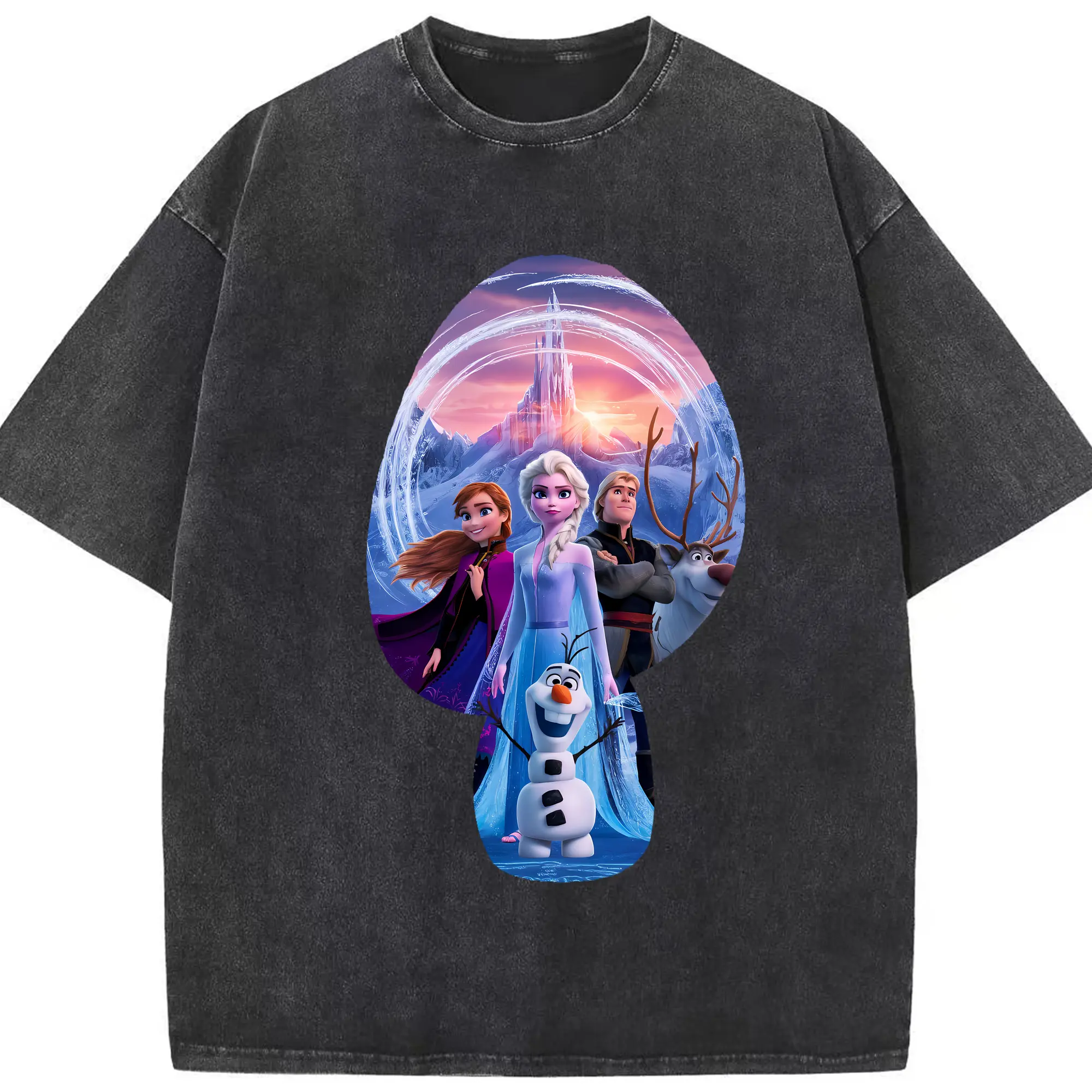 アナと雪の女王(Frozen) グッズ エルサ(Elsa) - 綿100％ ヴィンテージ風 半袖Tシャツ ・ フロントプリント ・ 柔らか肌触り ・ 通気性 快適 ・ スポーツ カジュアル 外出用