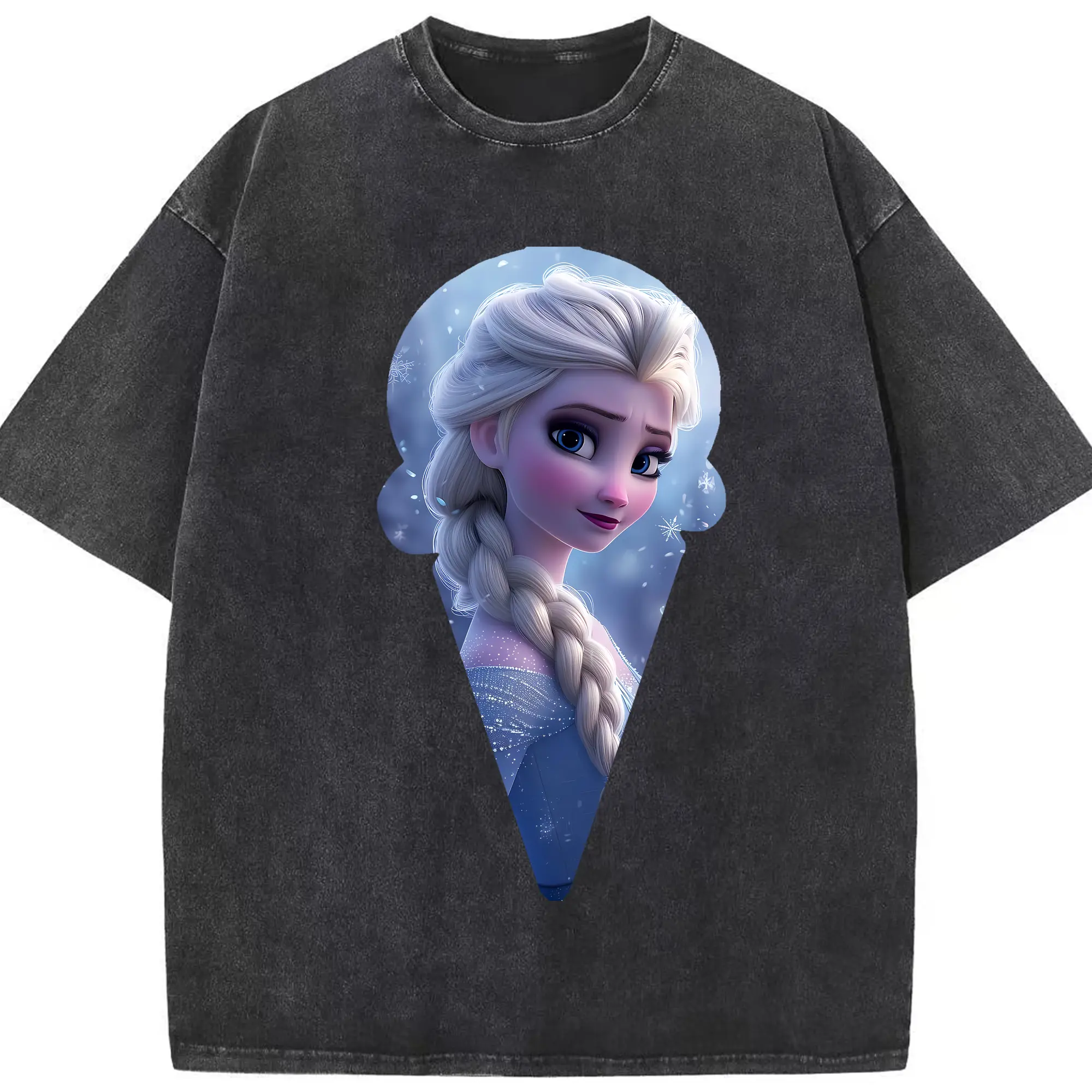 アナと雪の女王(Frozen) グッズ エルサ(Elsa) - 綿100％ ヴィンテージ風 半袖Tシャツ ・ フロントプリント ・ 柔らか肌触り ・ 通気性 快適 ・ スポーツ カジュアル 外出用