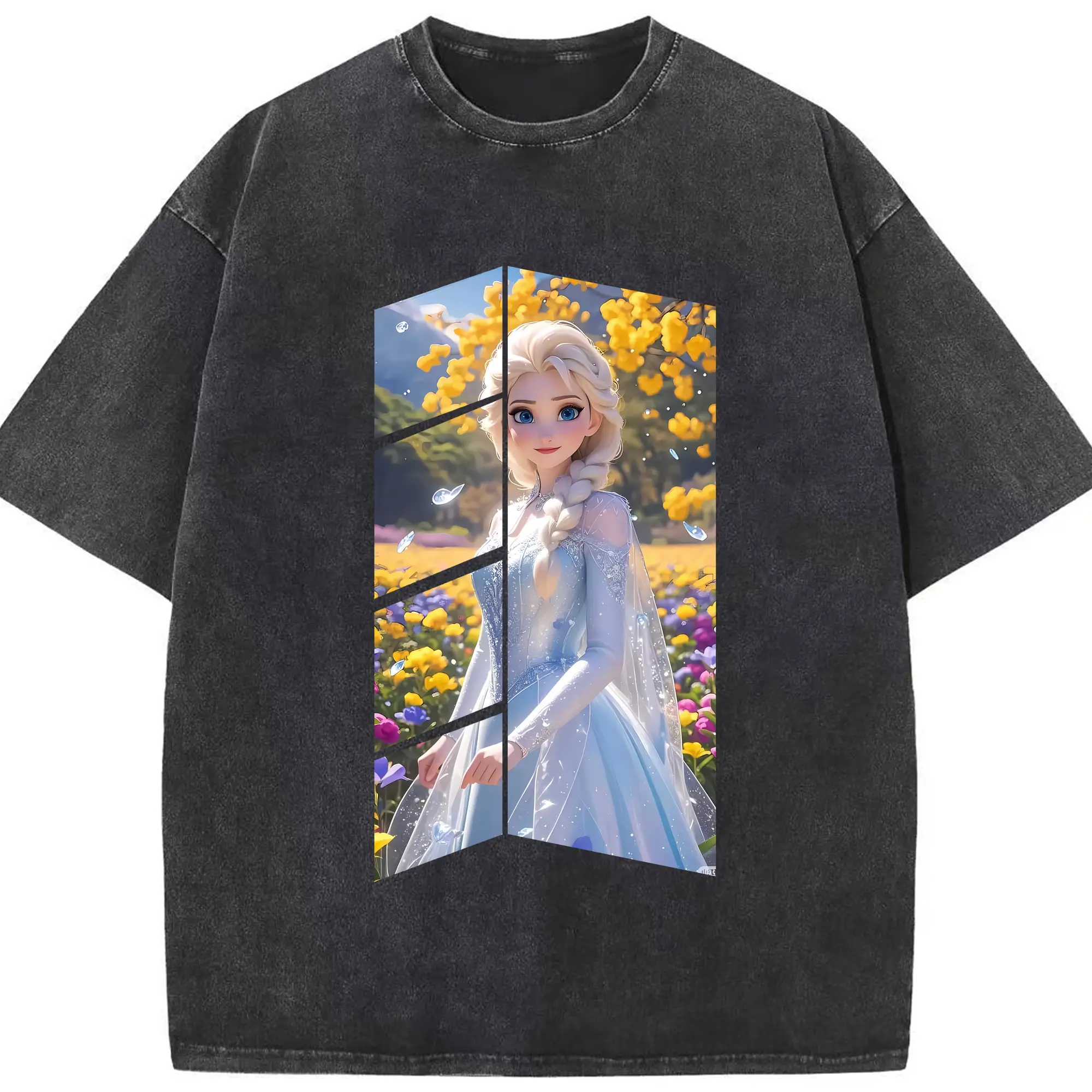 アナと雪の女王(Frozen) グッズ エルサ(Elsa) - 綿100％ ヴィンテージ風 半袖Tシャツ ・ フロントプリント ・ 柔らか肌触り ・ 通気性 快適 ・ スポーツ カジュアル 外出用